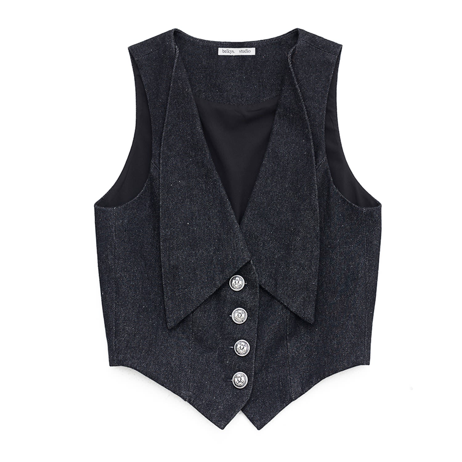 Belkys Studio Women's Black Renata Denim Vest In Black