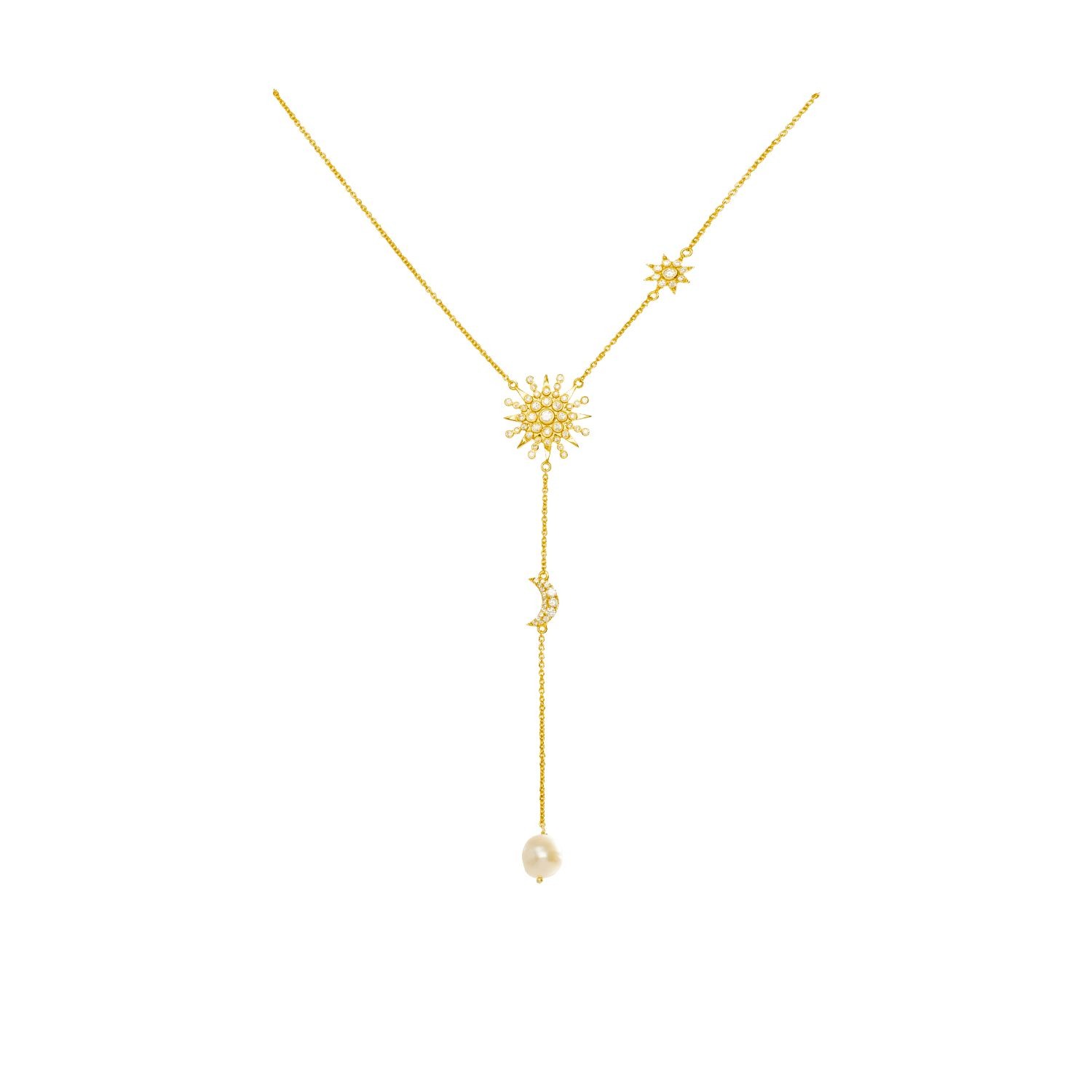 Lavani Jewels Women's White / Gold Goldplated The Star Necklace In Multi