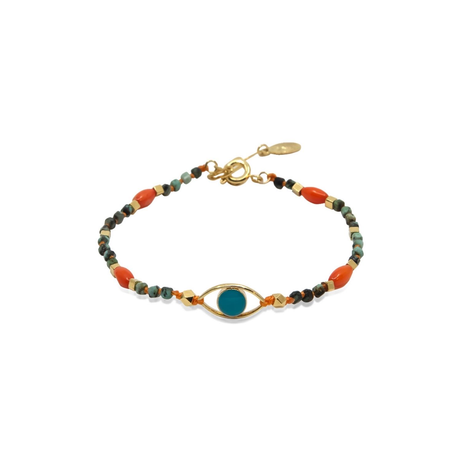 Atelier Petites Pierres Women's Gold / Green Deep Azure - Turquoise Eye Bracelet