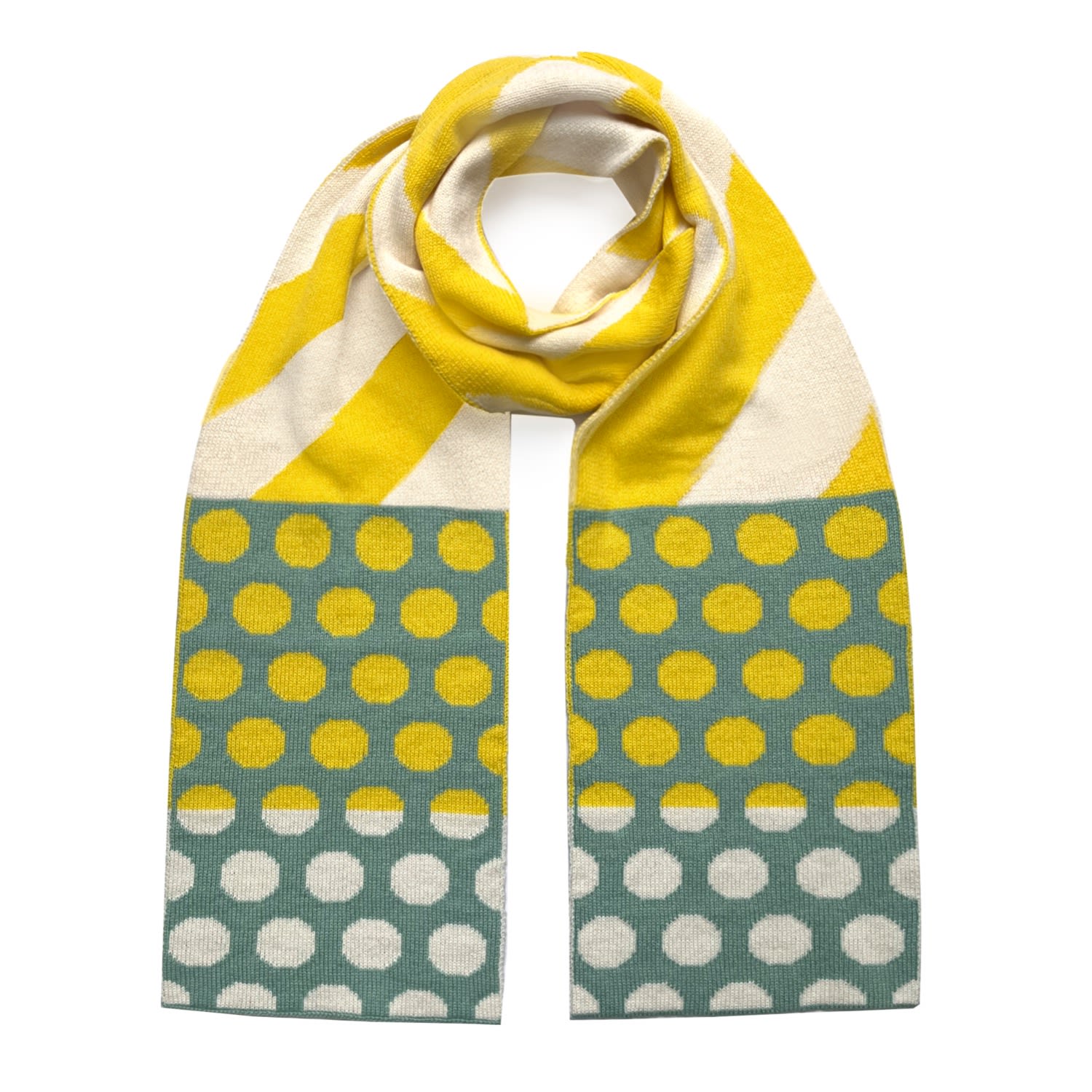 Ingmarson Yellow / Orange Stripes & Circles Wool & Cashmere Scarf Yellow Men In Yellow/orange
