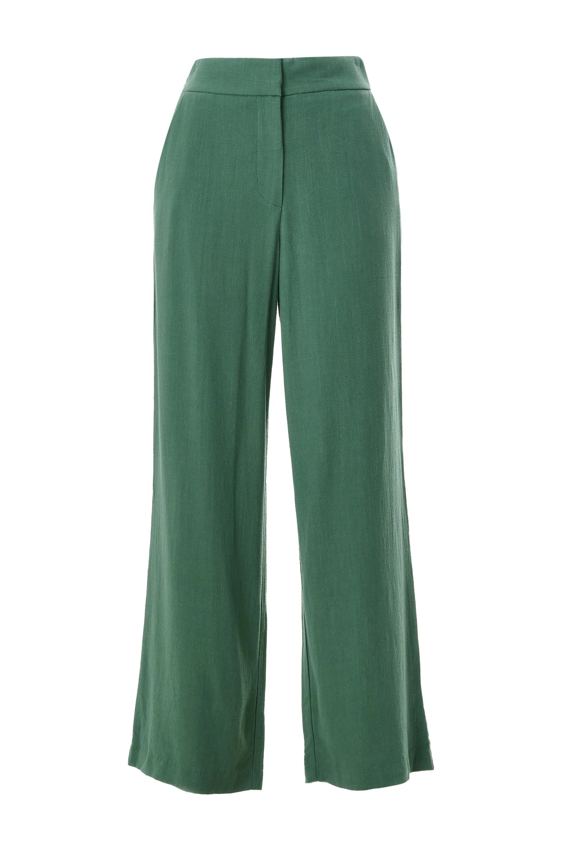 Louche Women's Tilde Linen Mix Wide Leg Trouser - Green In Green
