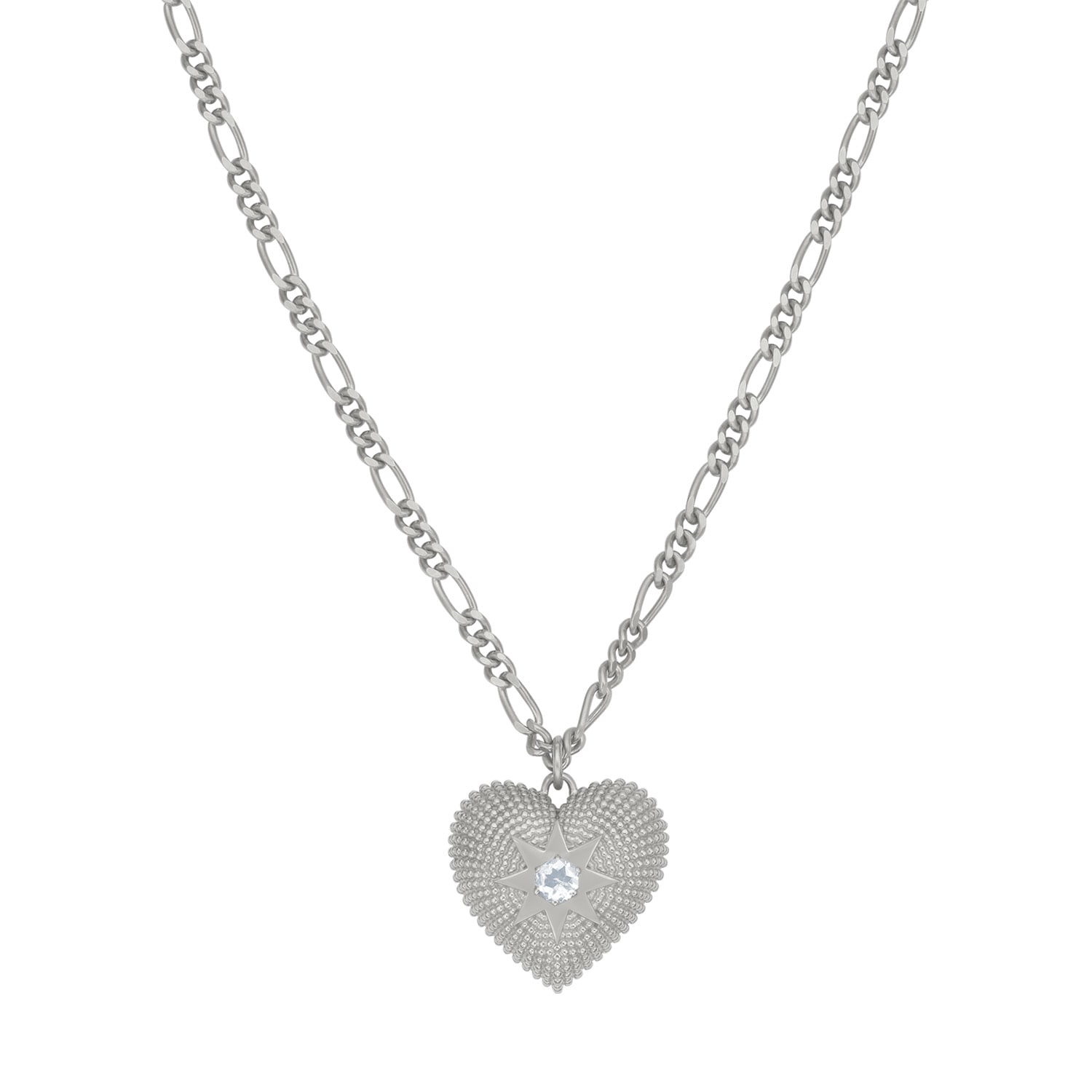 Zoe And Morgan Women's Silver Brave Heart Necklace Aquamarine