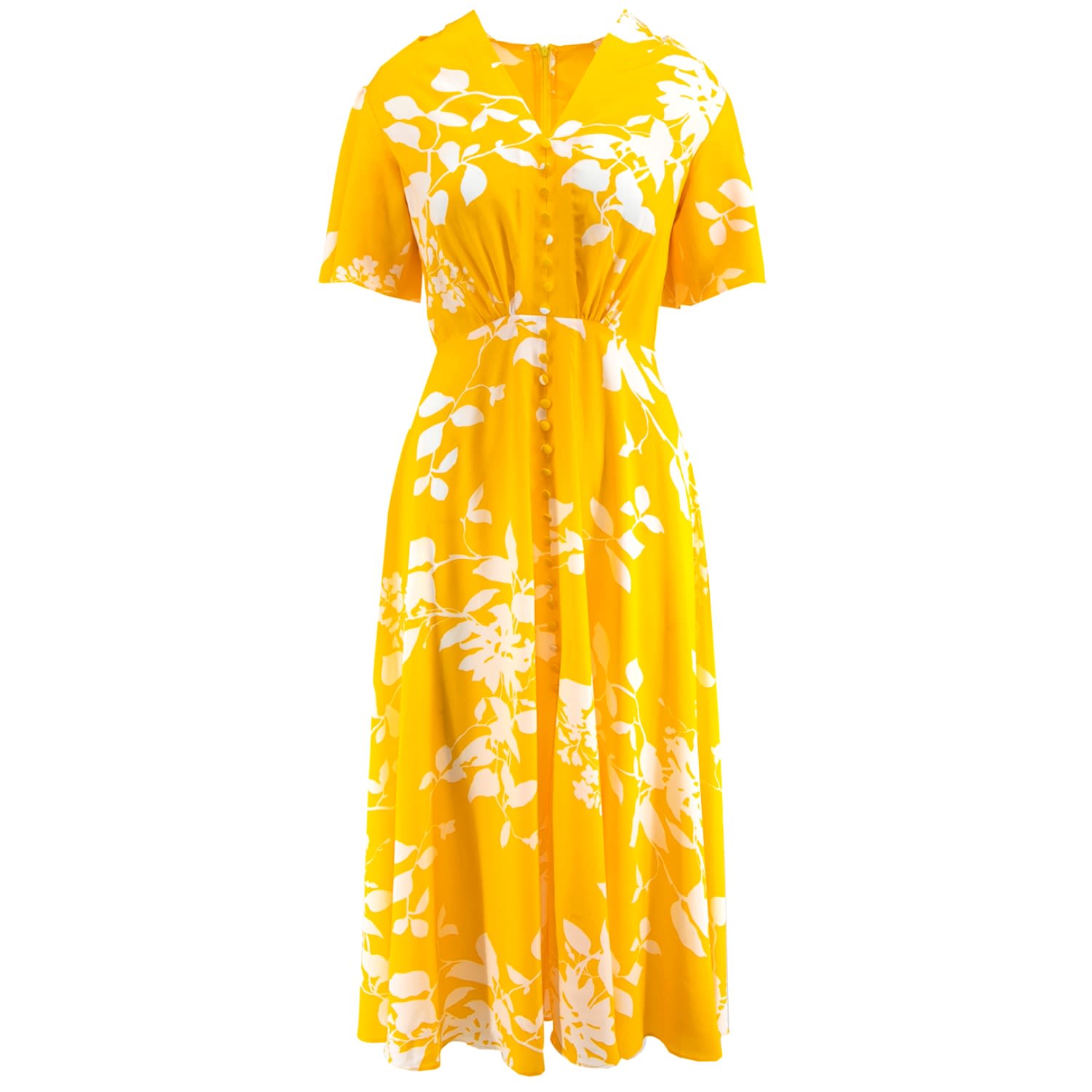 Women’s Yellow / Orange Brooklyn Retro Midi Viscose Dress In Yellow Small Roserry