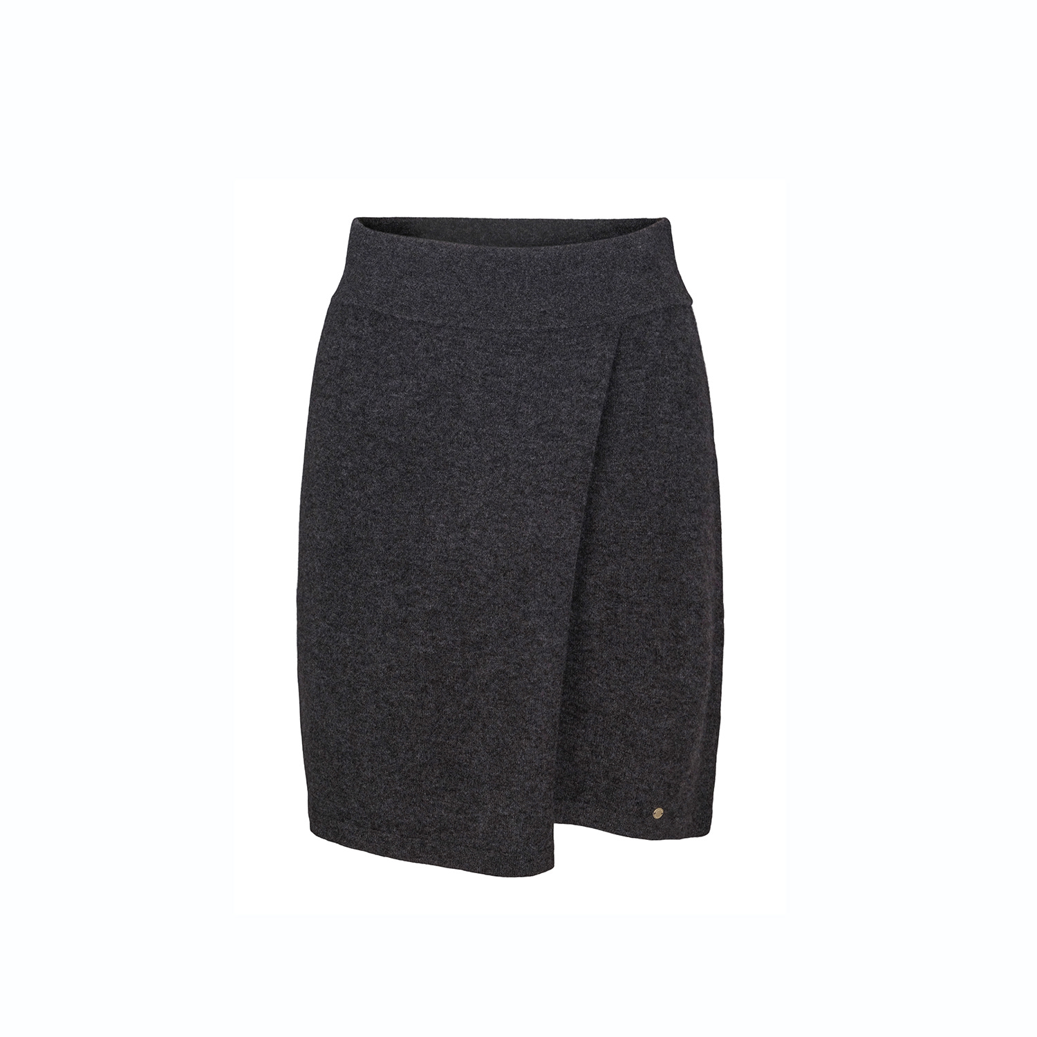 Tirillm Women's Grey Anette Merino Wool Skirt With Wrap Front, Charcoal Melange In Grey