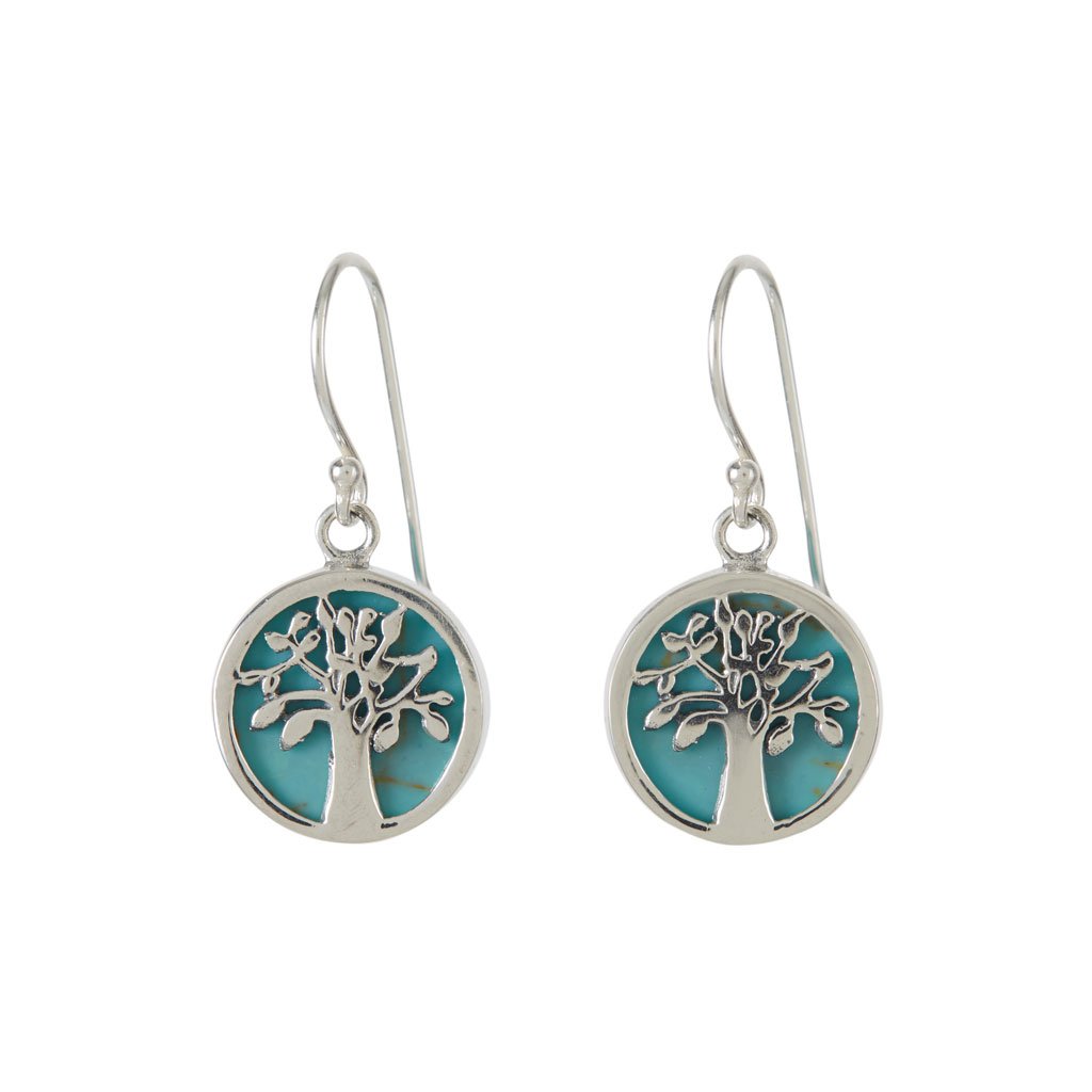 Women’s Green Tree Of Life Healing Turquoise Silver Earrings Charlotte’s Web Jewellery