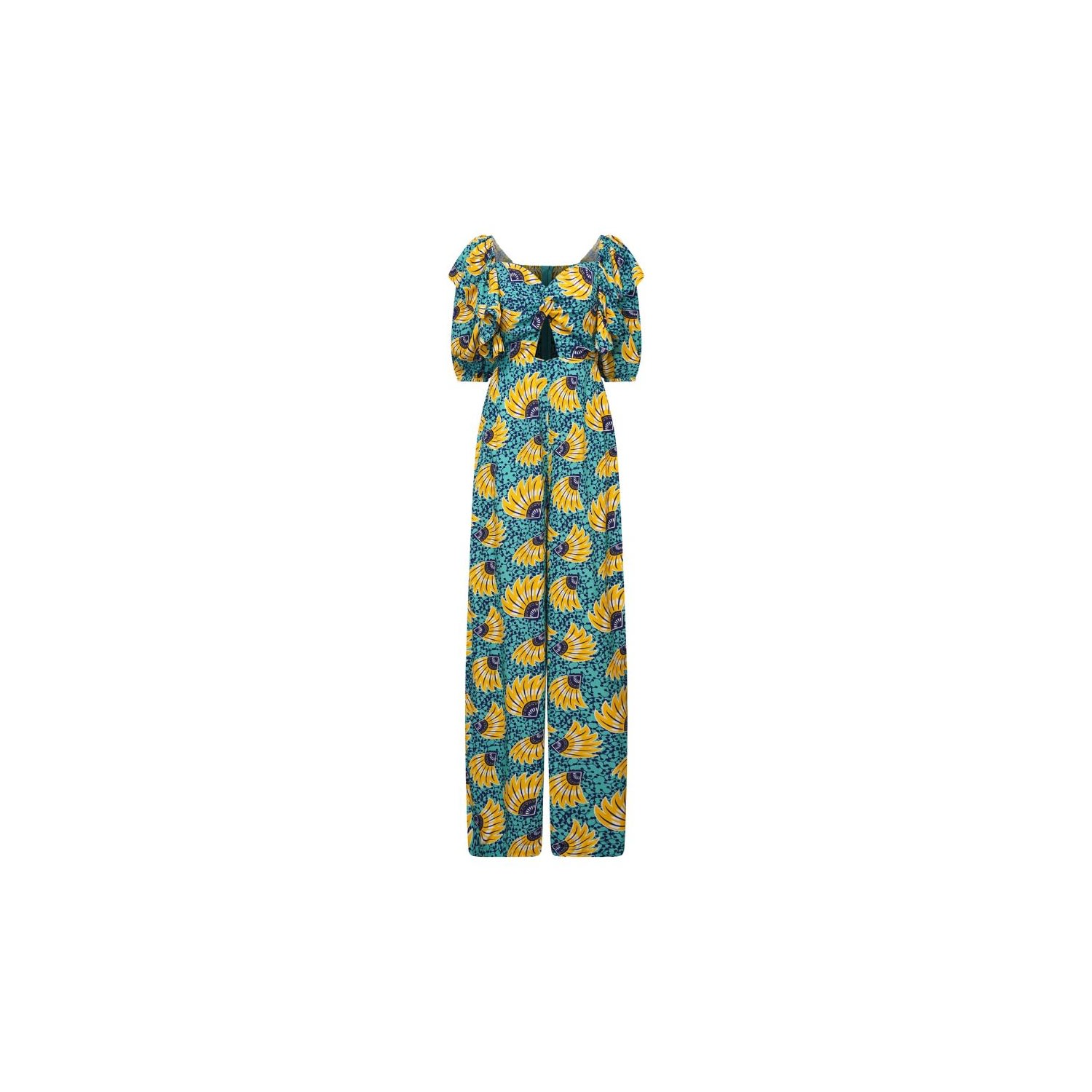 Oliveankara Women's Blue / Yellow / Orange Zalika Jumpsuit - Yellow Cyan Sunkissed Maized Print - Ilc Oa Og In Blue/yellow/orange