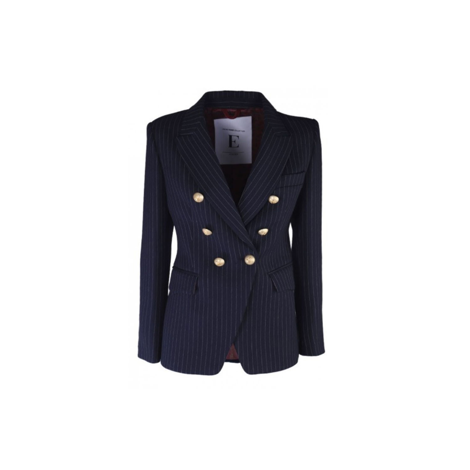 The Extreme Collection Women's Blue Pinstripe Double Breasted Navy Blazer With Golden Button Chloe