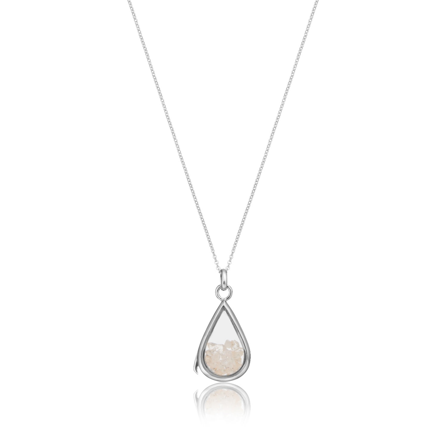 Lily & Roo Women's Sterling Silver Rose Quartz Birthstone Teardrop Locket In Silver