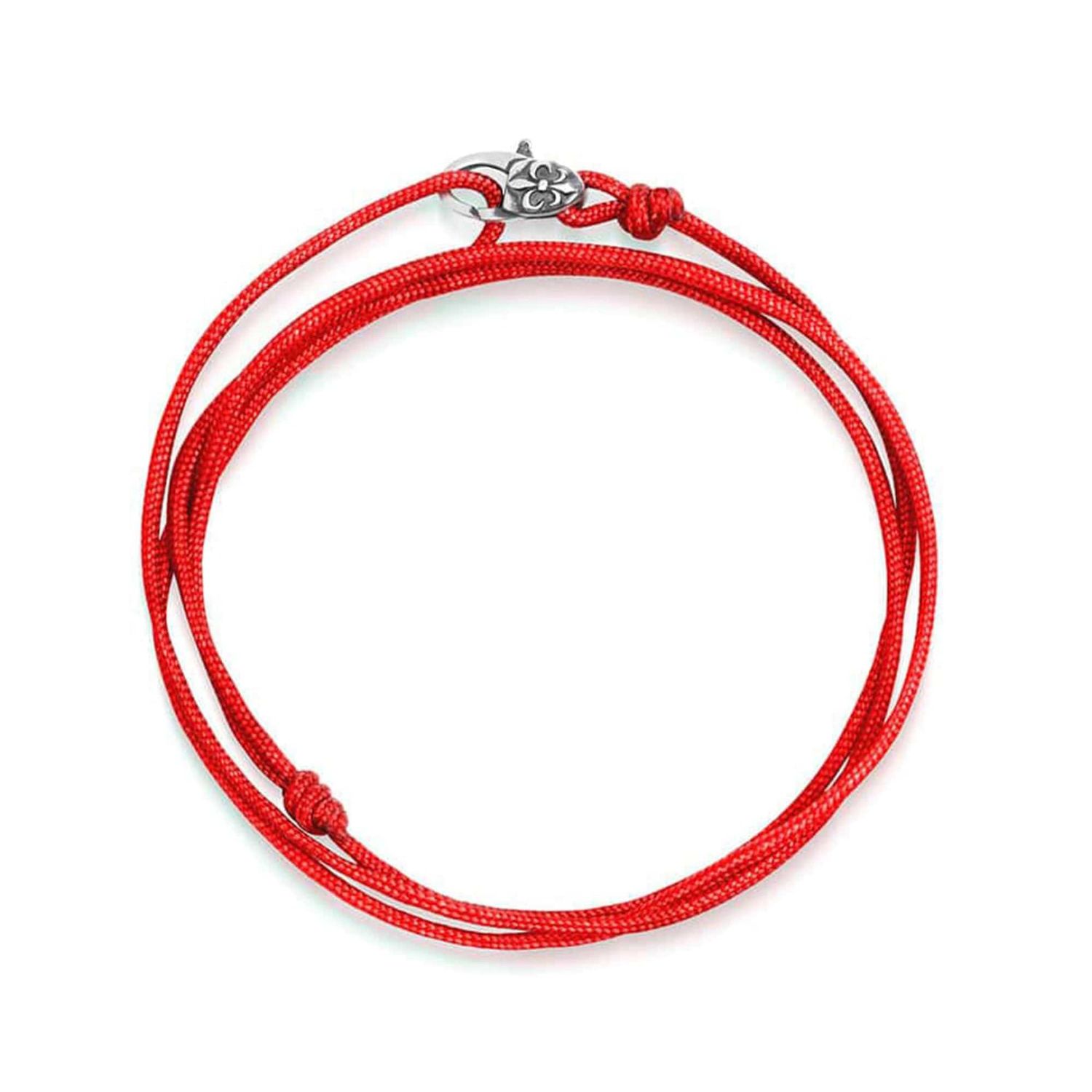 Nialaya Men's Red Wrap-around String Bracelet With Sterling Silver Lock In Red