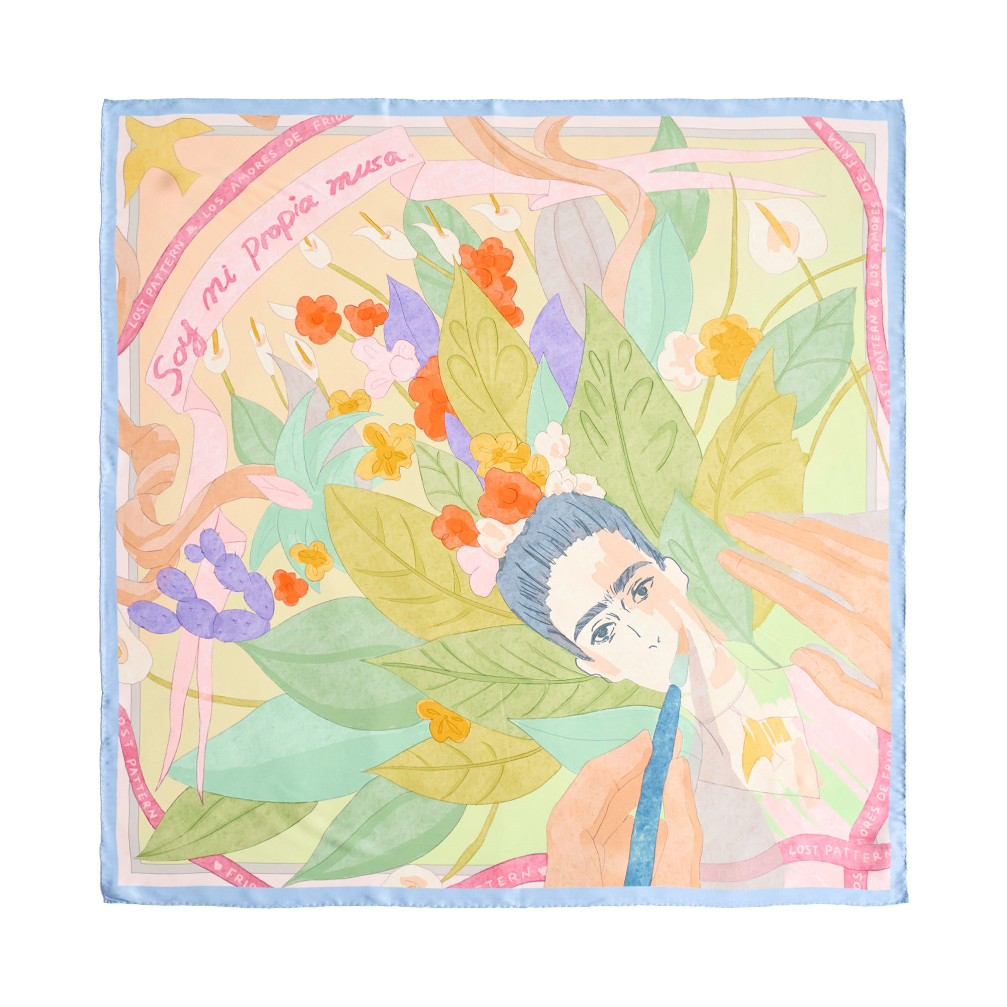 Lost Pattern Nyc Women's Green / Pink / Purple I Am My Own Muse By Frida Large Silk Scarf