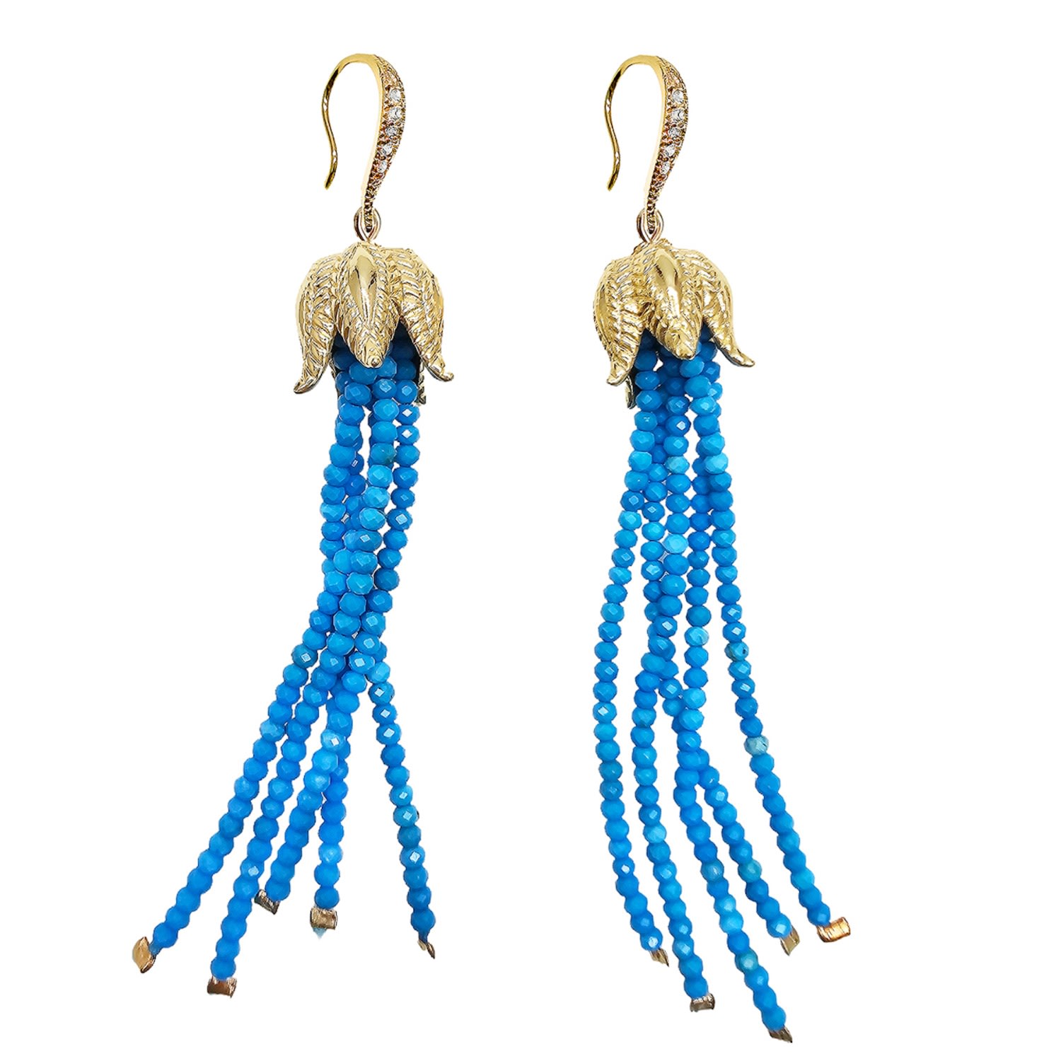Farra Women's Natural Blue Turquoise Tassel Earrings