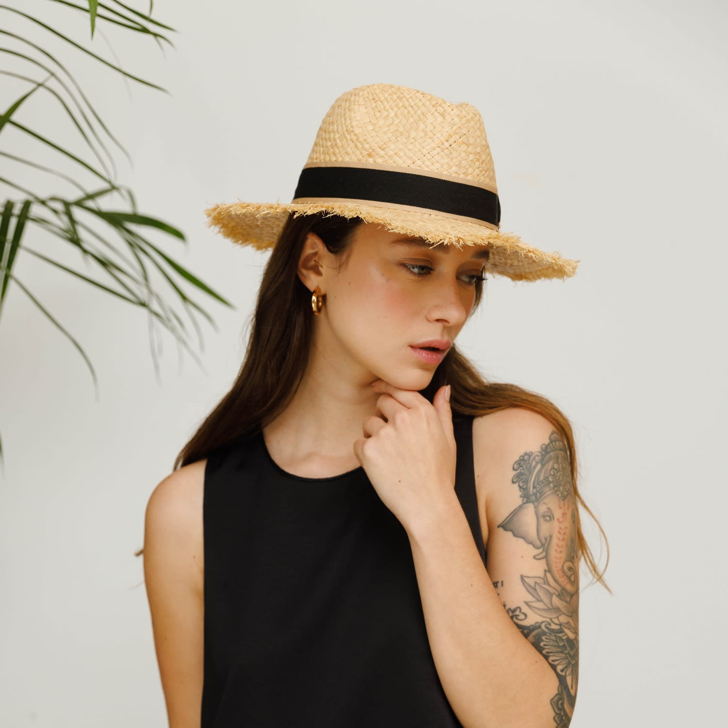 Straw fedora hat sales