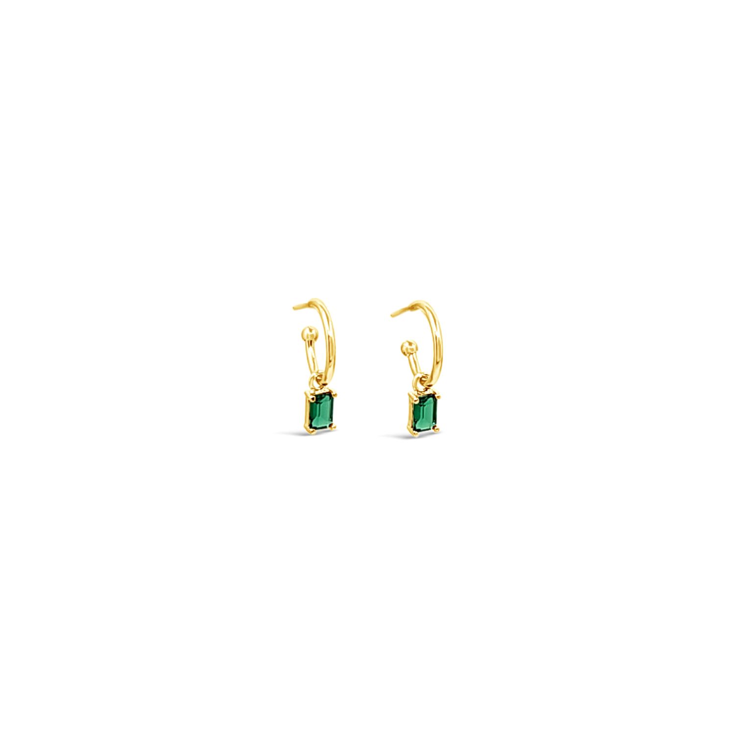 Lutiro Women's Emerald Cz Hoop Set- Gold In Gold