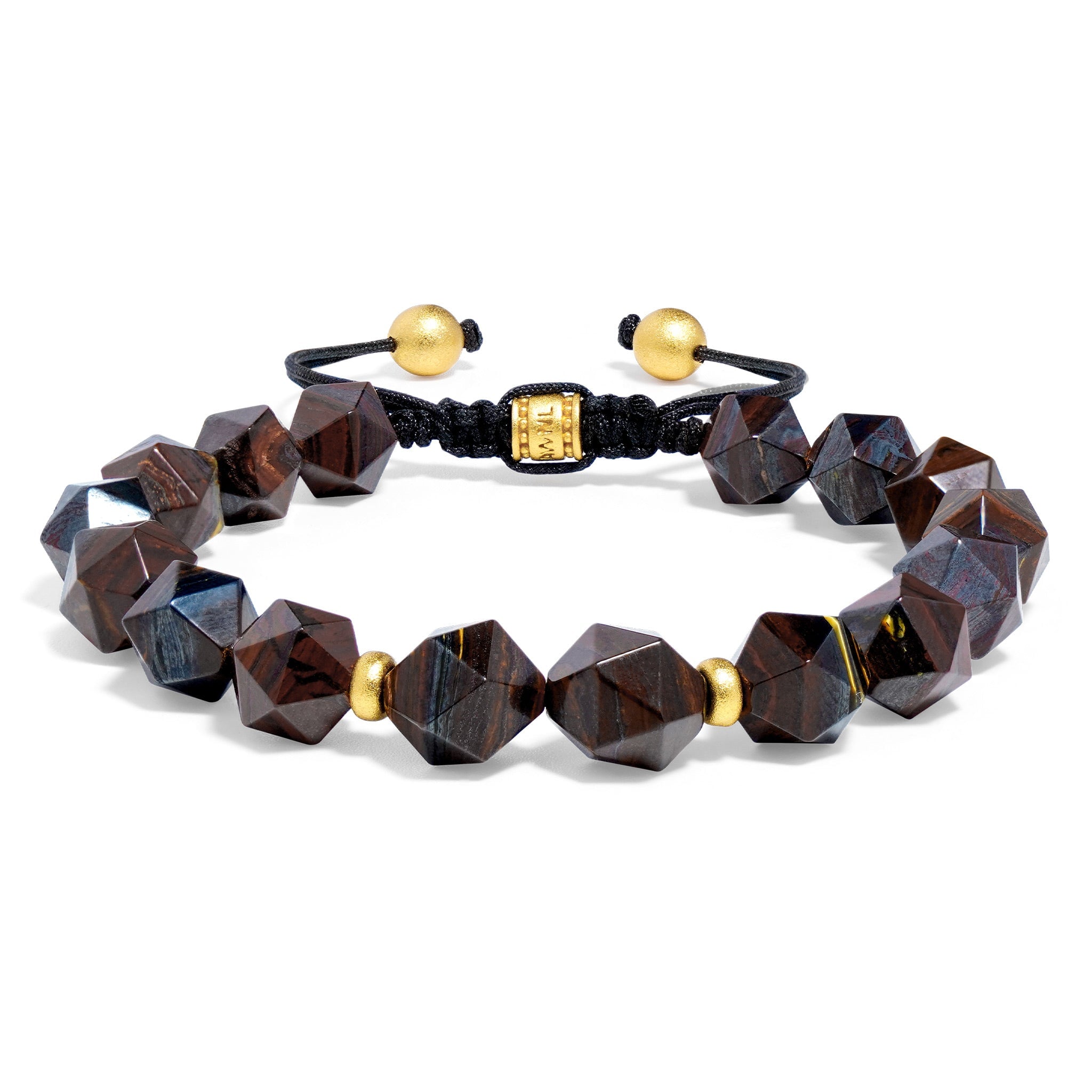 Awnl Men's Gold / Red Red Tiger Iron Beaded Macrame Bracelet In Multi