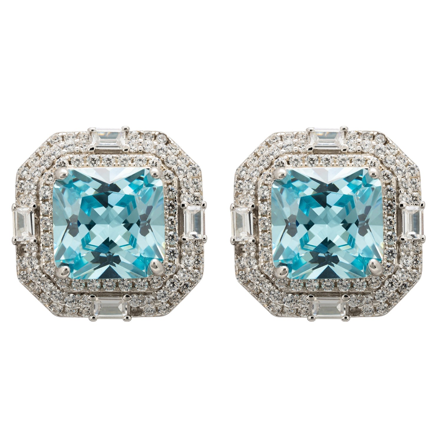 Women’s Blue / White / Silver Madeleine Large Stud Earrings Silver Blue Topaz Latelita