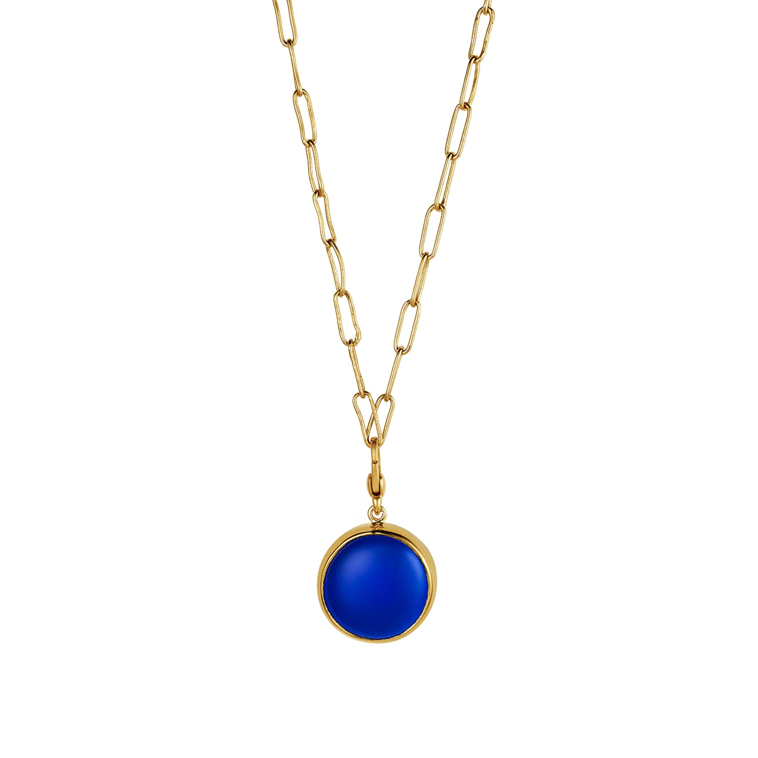 Soko Inc. Women's Gold / Blue Umbo Circle Necklace Charm & Mini Ellipse Necklace Set