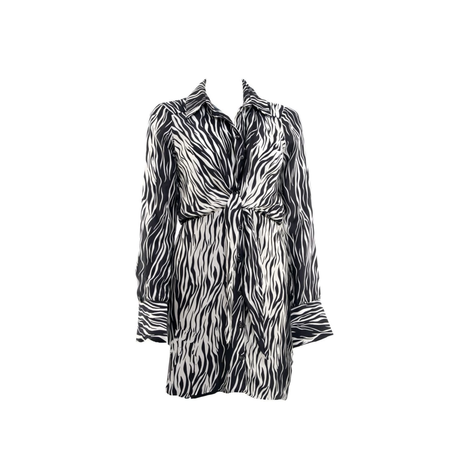 Chiarella Women's Black / White Chic Dress – Zebra Print In Black