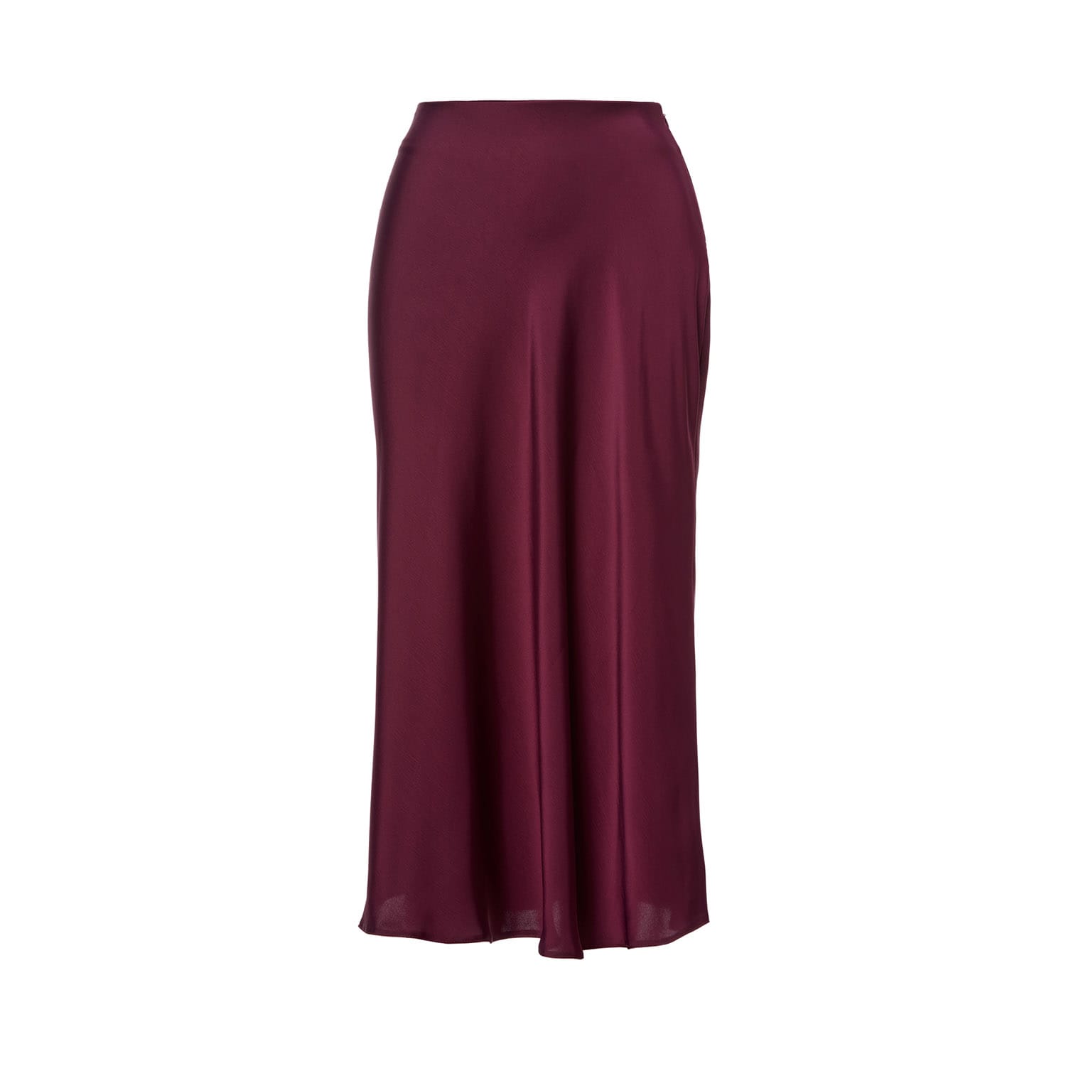 Burgundy Satin Midi Skirt | BLUZAT | Wolf & Badger