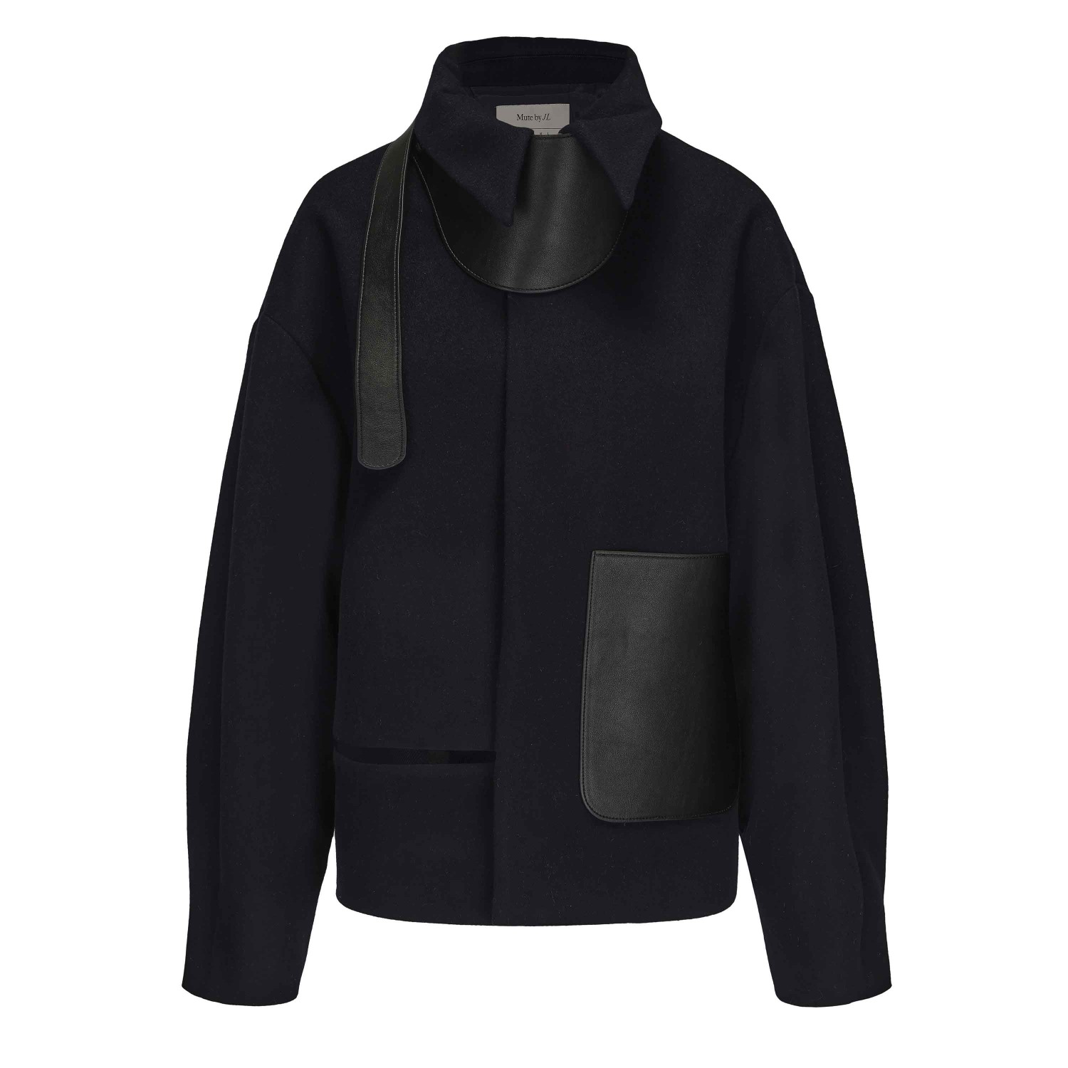 Mute By Jl Women's Blue / Black Navy Gv Cut Vegan Leather Detailed Jacket In Blue/black