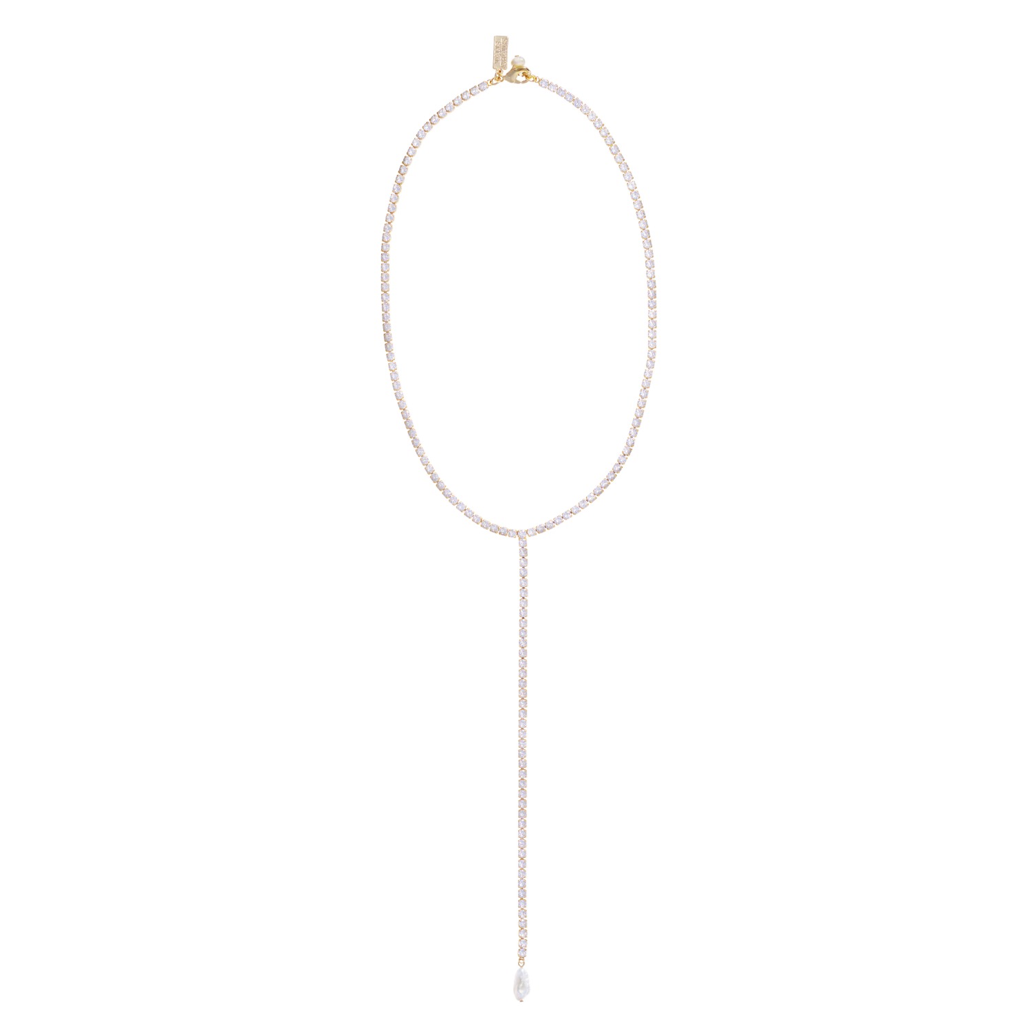 Women’s Gold / White Lariat Necklace Square Talis Chains