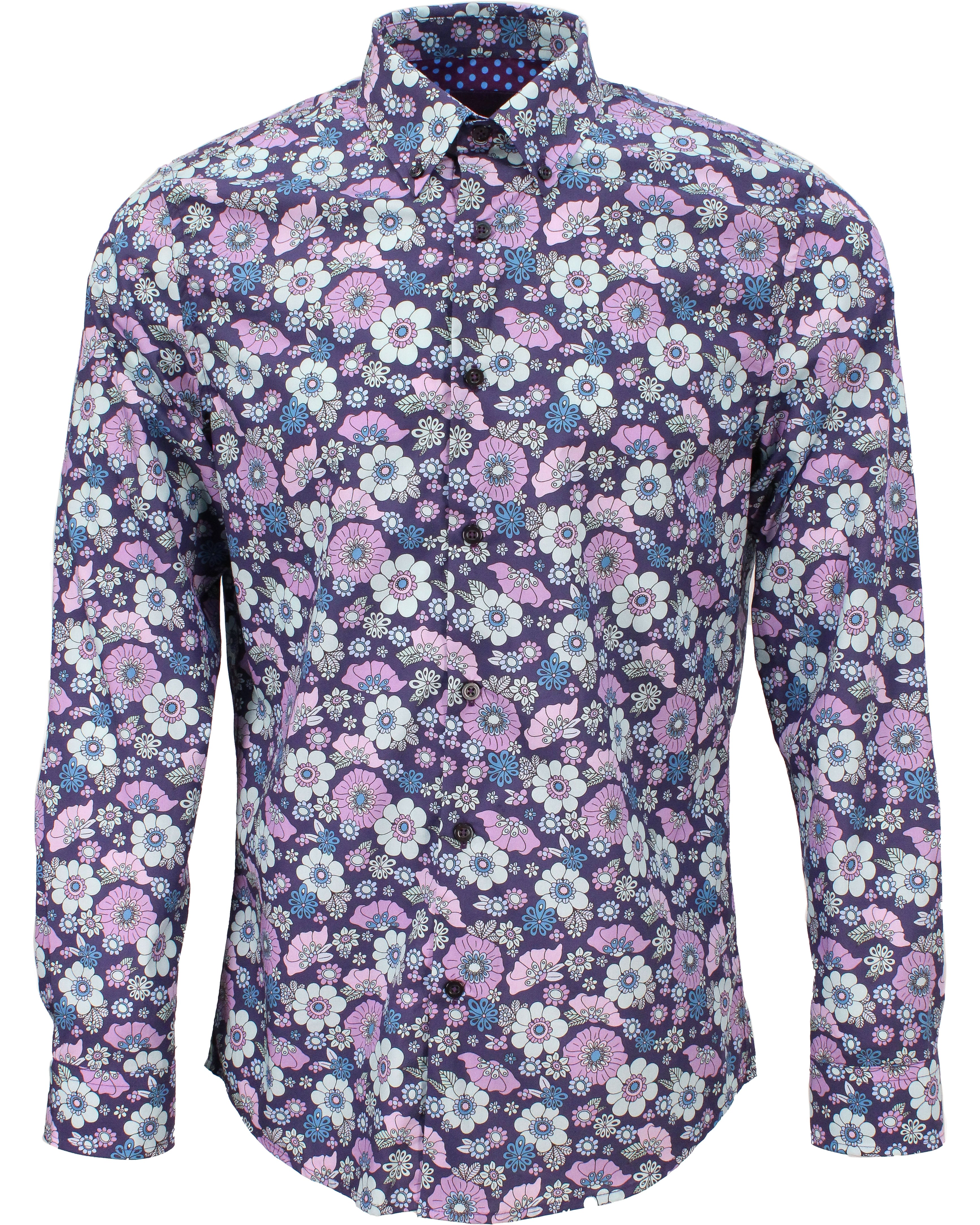 Men’s Blue Mitchell Joyful Floral Shirt - Skipper XXL Lords of Harlech