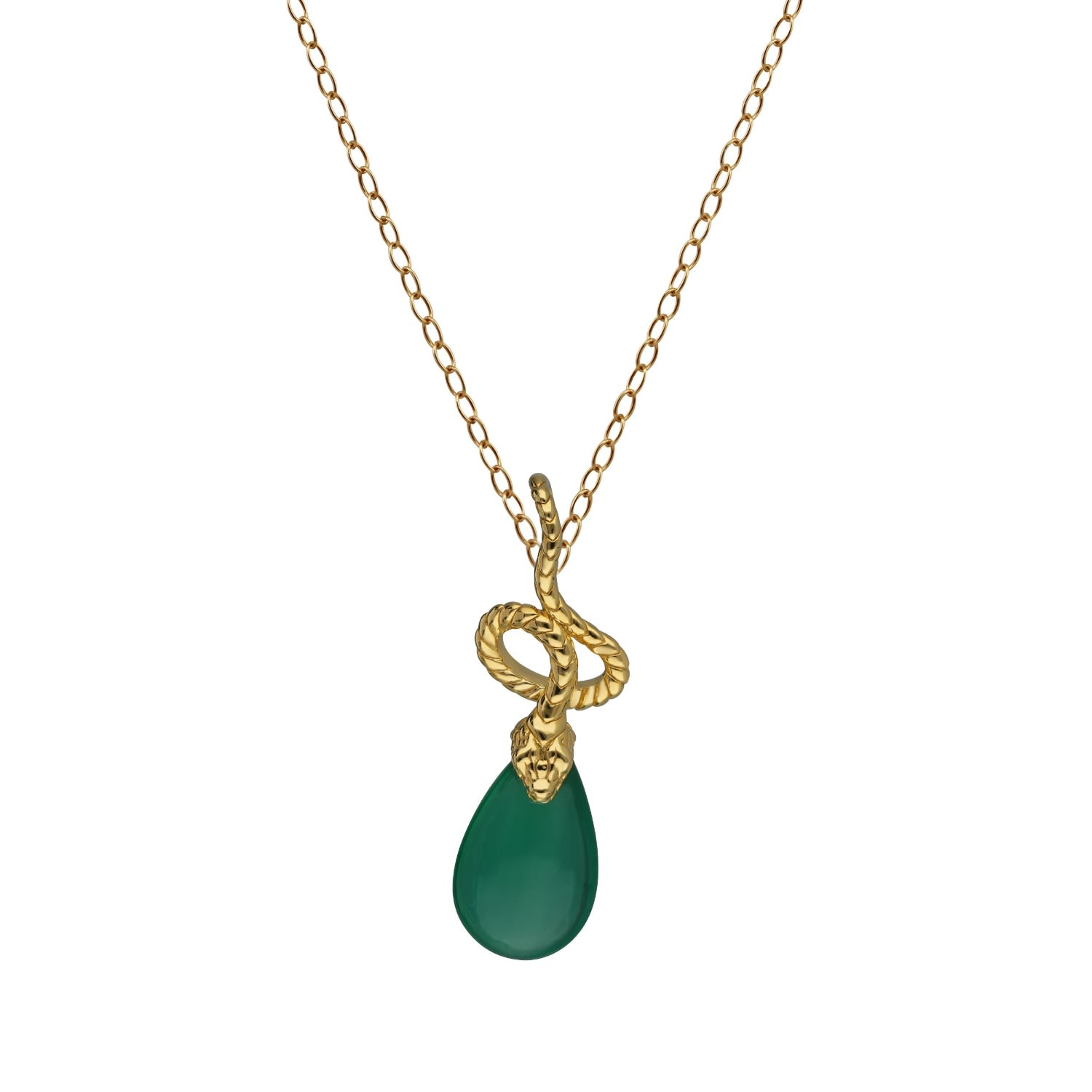 Women’s Ecfew Dyed Green Chalcedony Winding Snake Pendant Gemondo