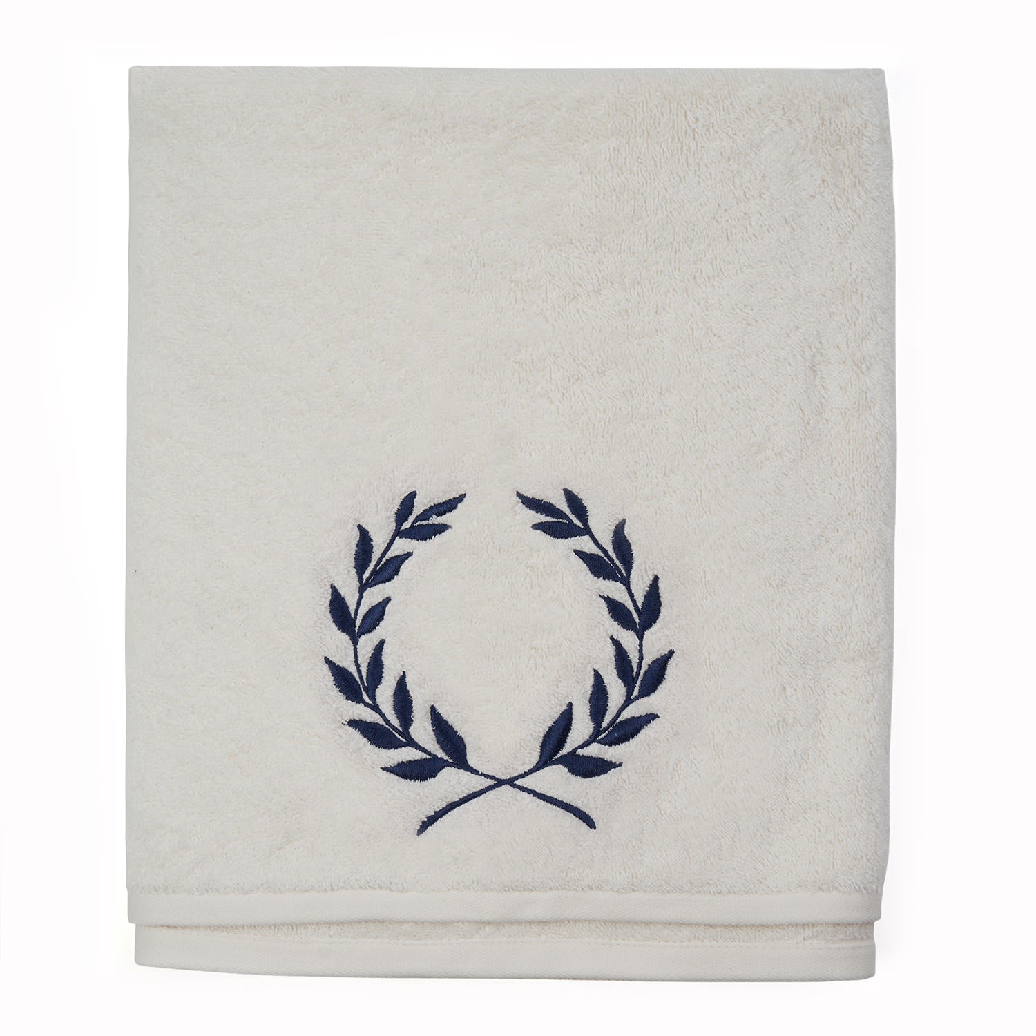 Km Home Collection Navy Blue Petals Embroidered Bath Towel In Blue