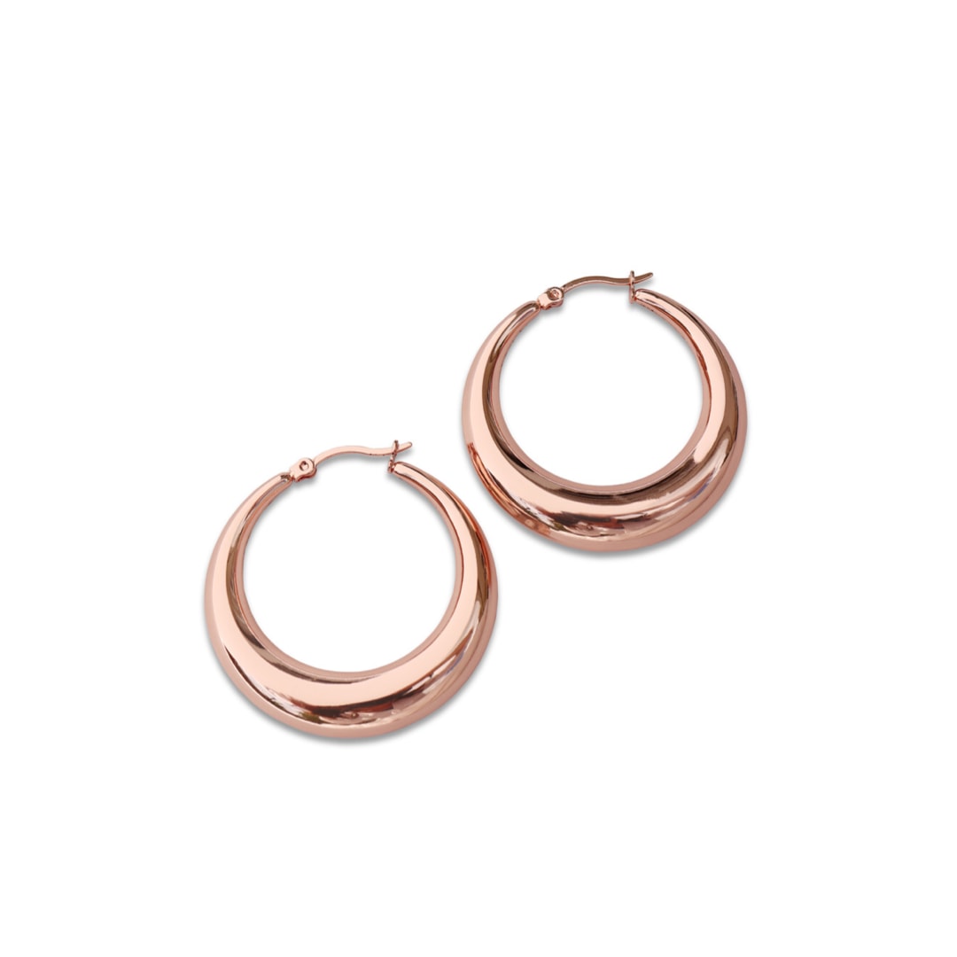 Women’s Fv Rose Gold 40Mm Hollow Hoop Earrings Fv Jewellery