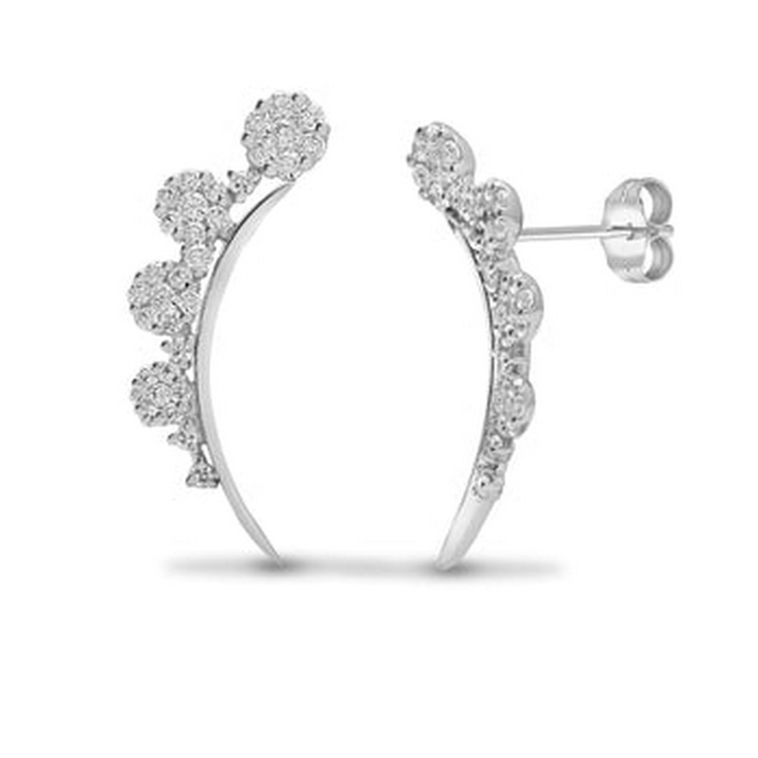 Women’s Diamond Cluster Earrings Climbers White Gold Cervin Blanc