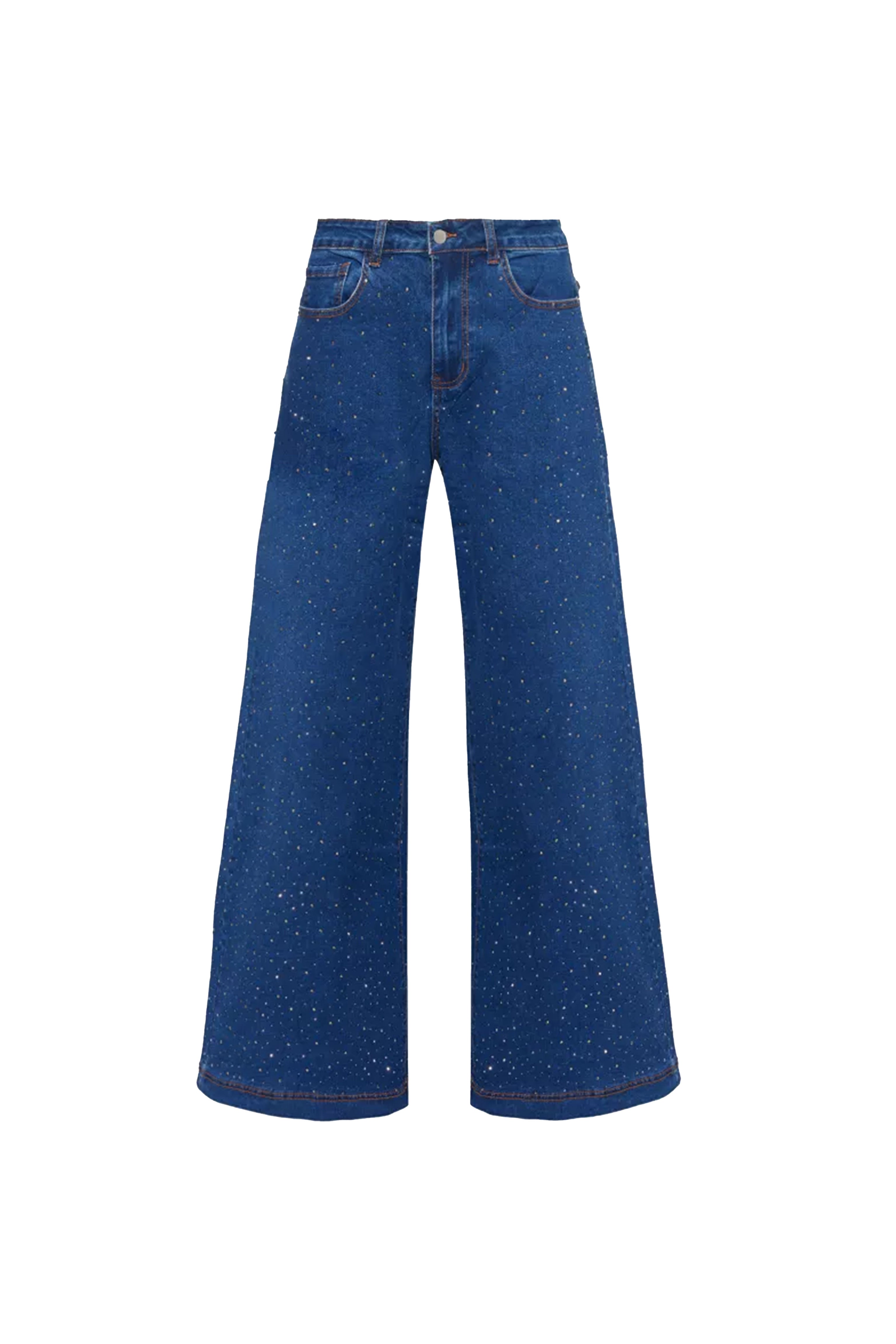 Amy Lynn Womens  Demi Diamante Flared-leg Stretch-denim Jeans In Blue