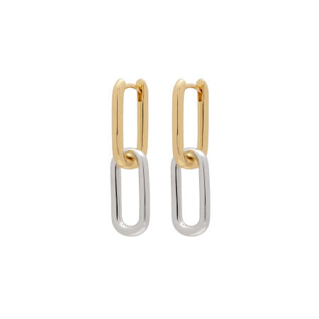 Gold Trip Women's Gold / Silver Two Tone Convertible Oval Hoop Earrings