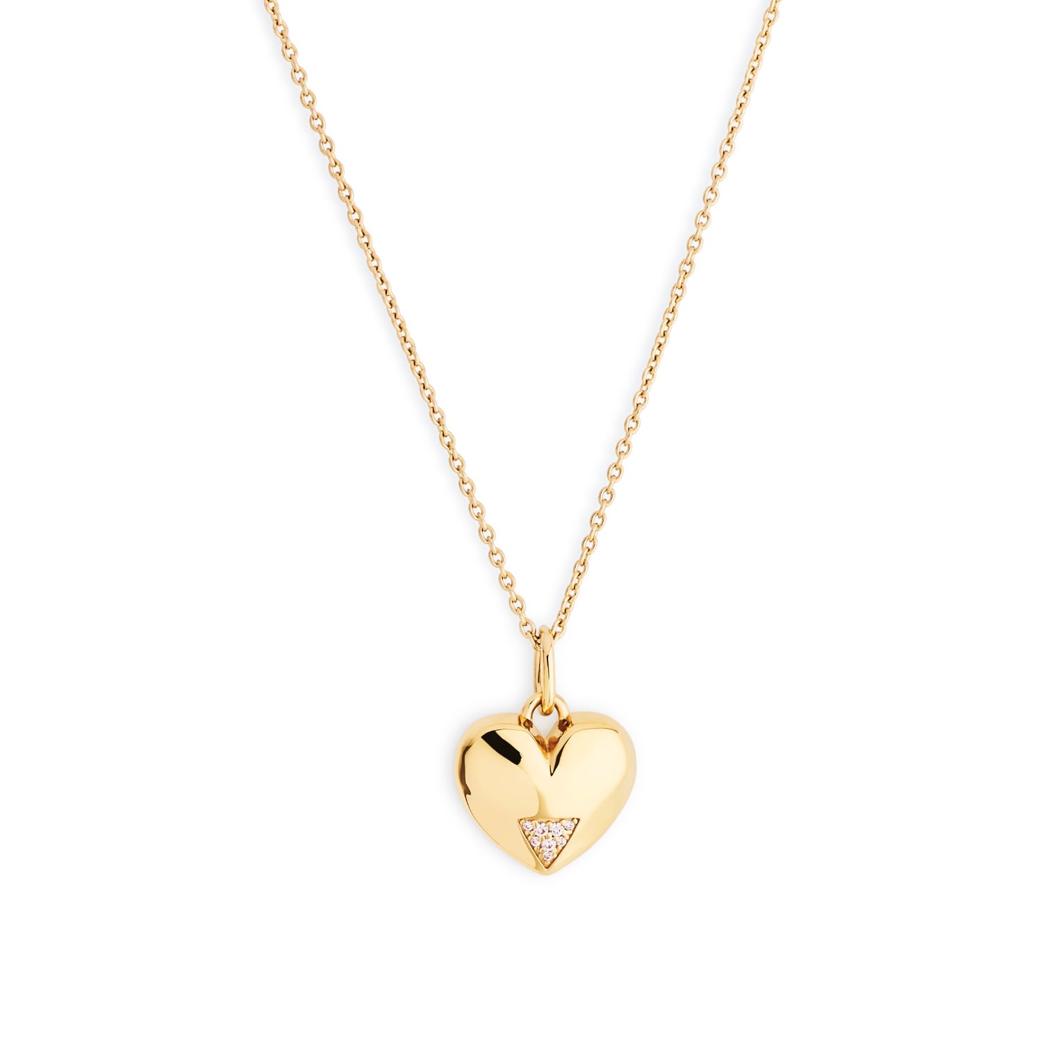 Toolally Women's Art Deco Hearts Pendant - Gold Vermeil & Cubic Zirconia