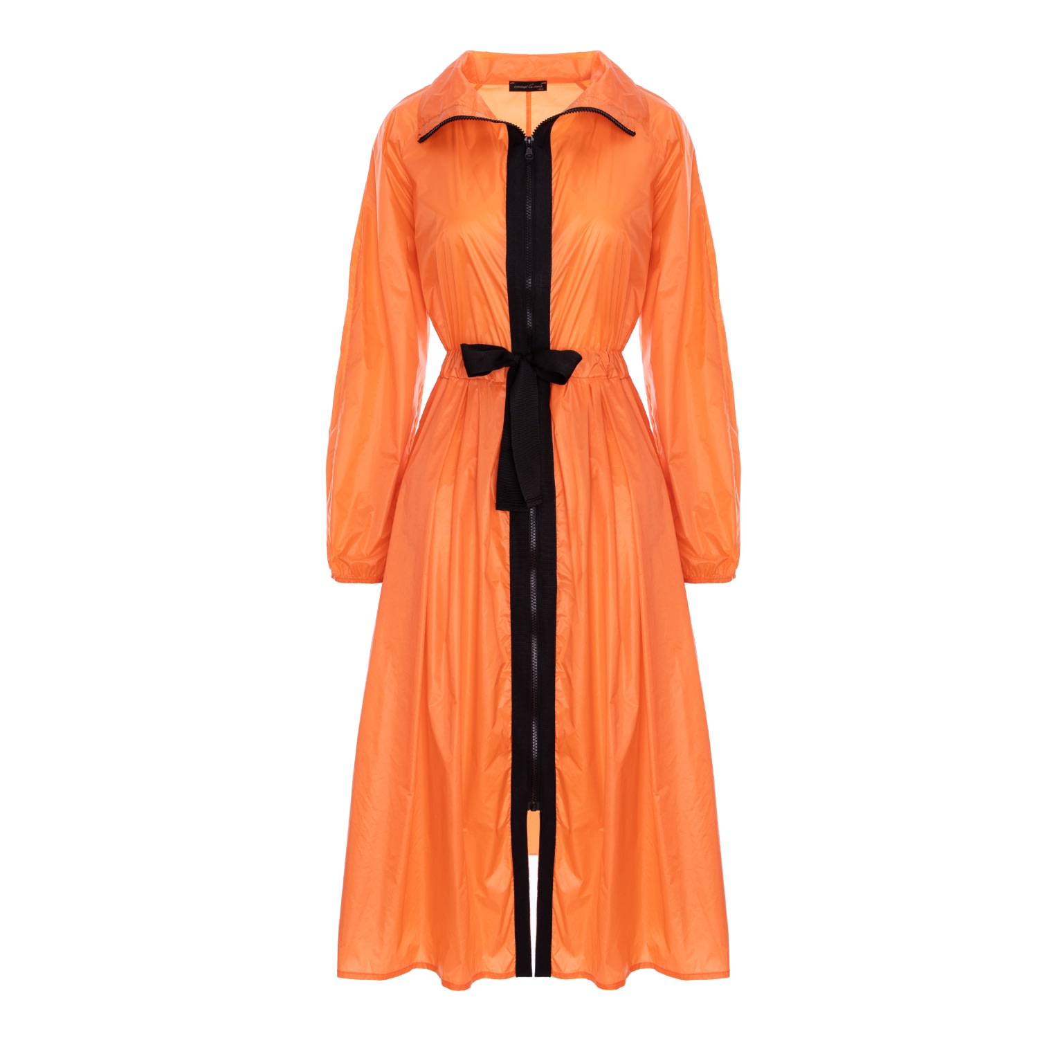 Concept A Trois Women's Yellow / Orange Orange Trench Coat, With Cord And Zipper In Yellow/orange