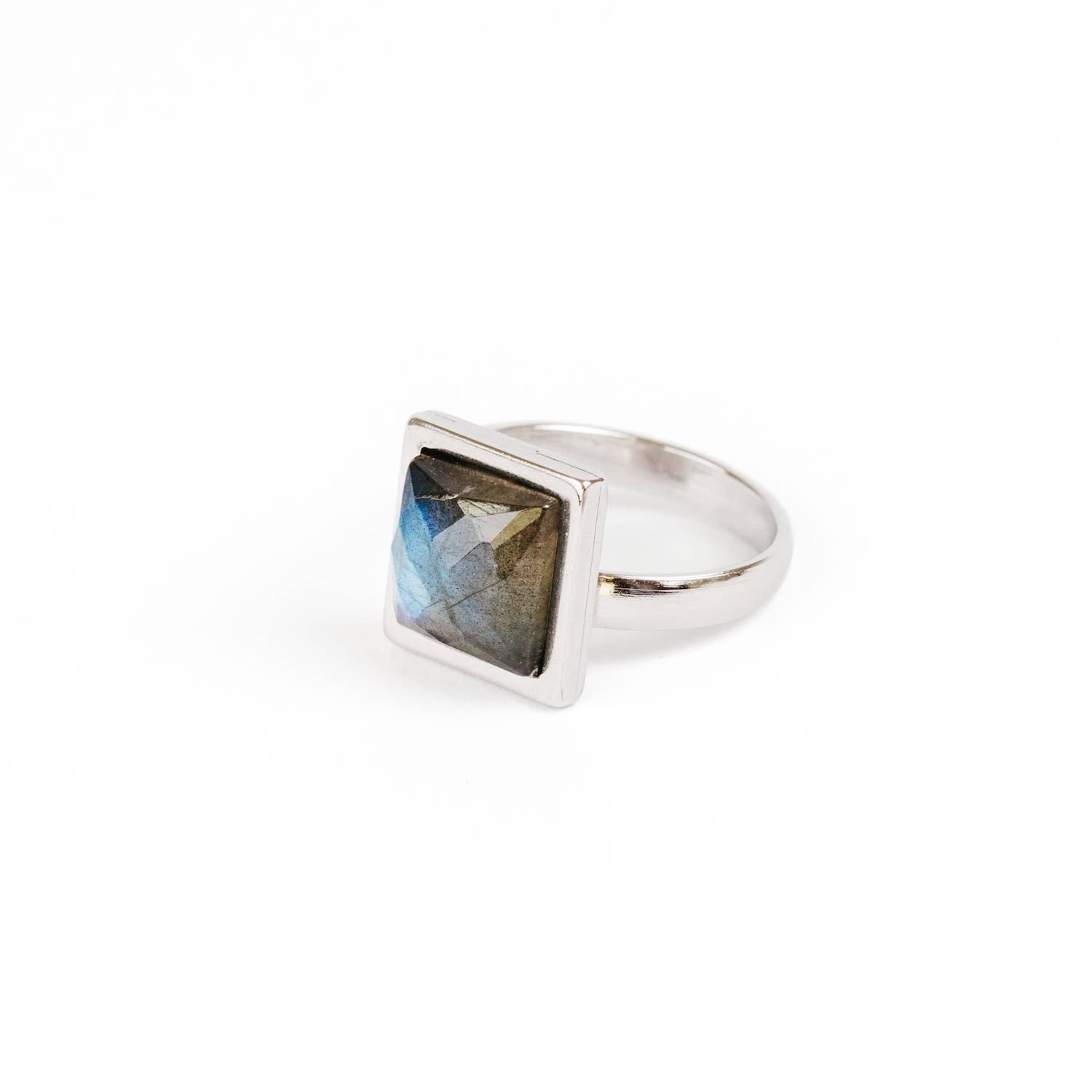 Solistial Women's Blue / Silver Varg Faceted Blue Labradorite Square Ring Silver