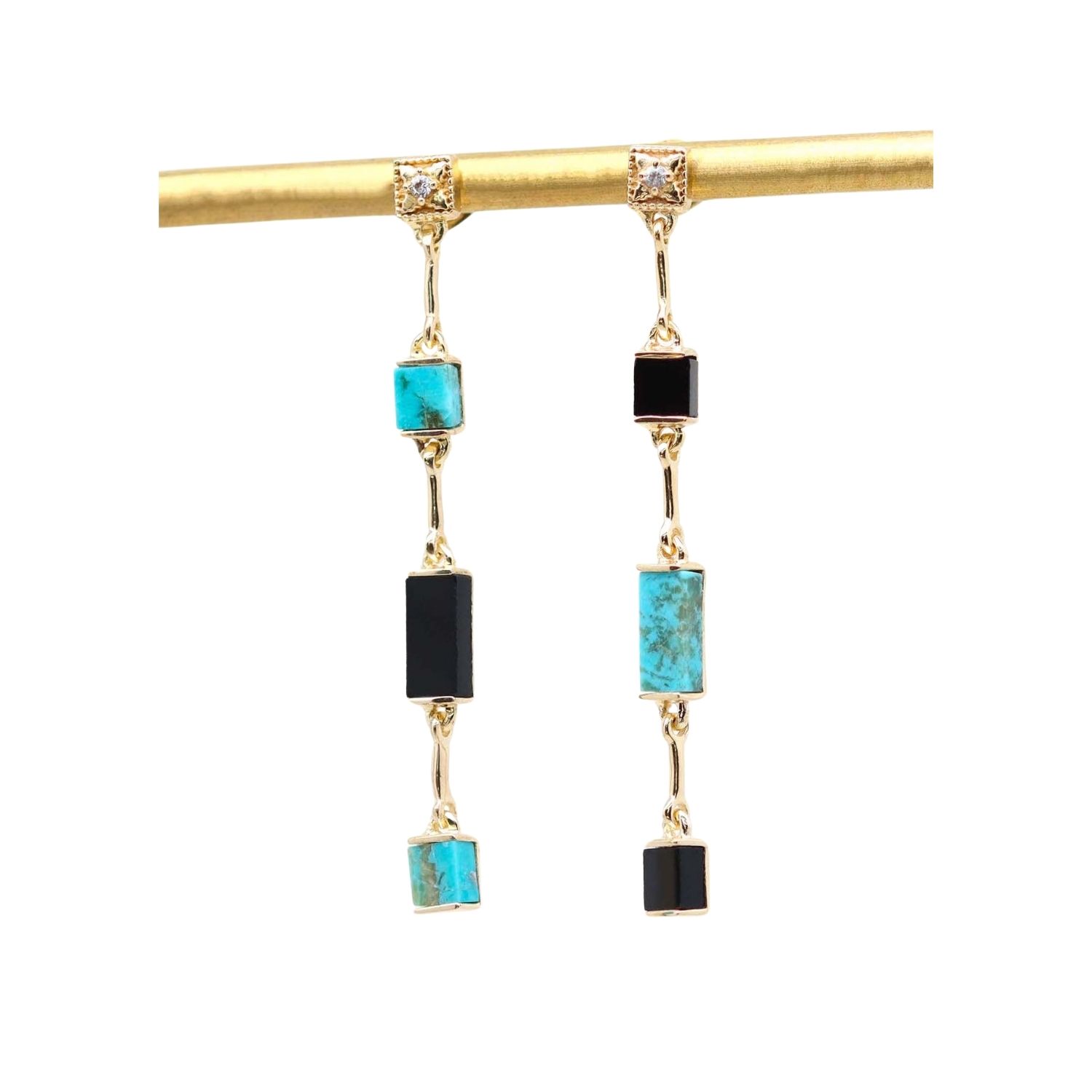 Women’s Gold / Black / Blue Louisette Black Onyx & Turquoise Earrings Lambertine Sas