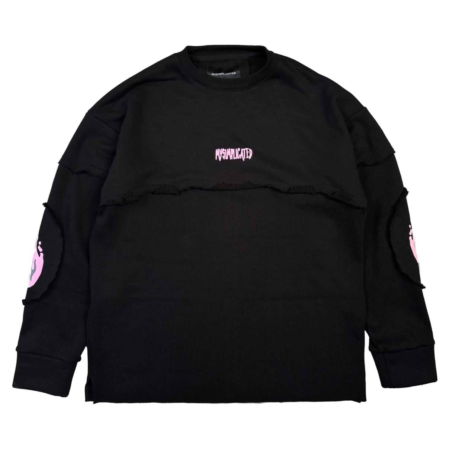 Mysimplicated Women's Black / Pink Pink Abyss Frayed Crewneck In Multi