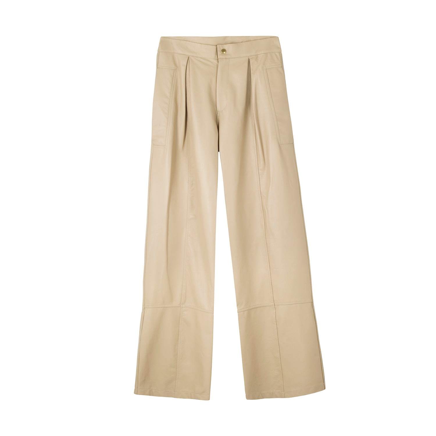 Paloma Lira Women's Black Beige Leather Pants In Black