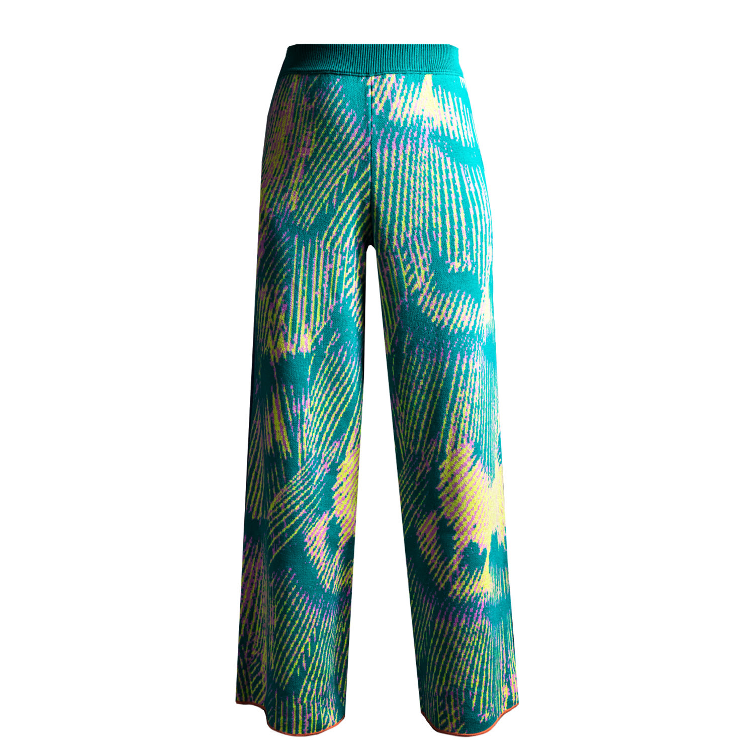 Essien & Emre Women's Green / Yellow / Orange Arden Merino Wool Knitted Pattern Trousers Green In Green/yellow/orange