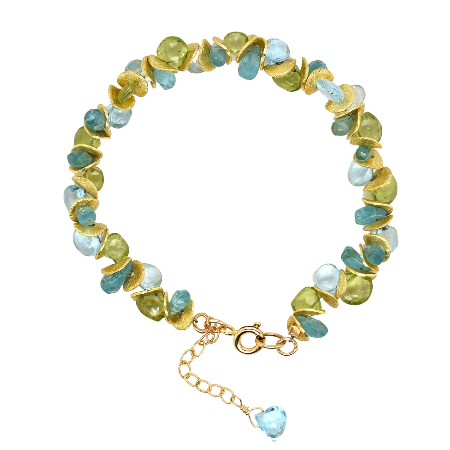 Women’s Gold / Green / Blue Signature Ocean Wave Peridot Apatite Topaz Gold Bracelet Lori Kaplan Jewelry Design