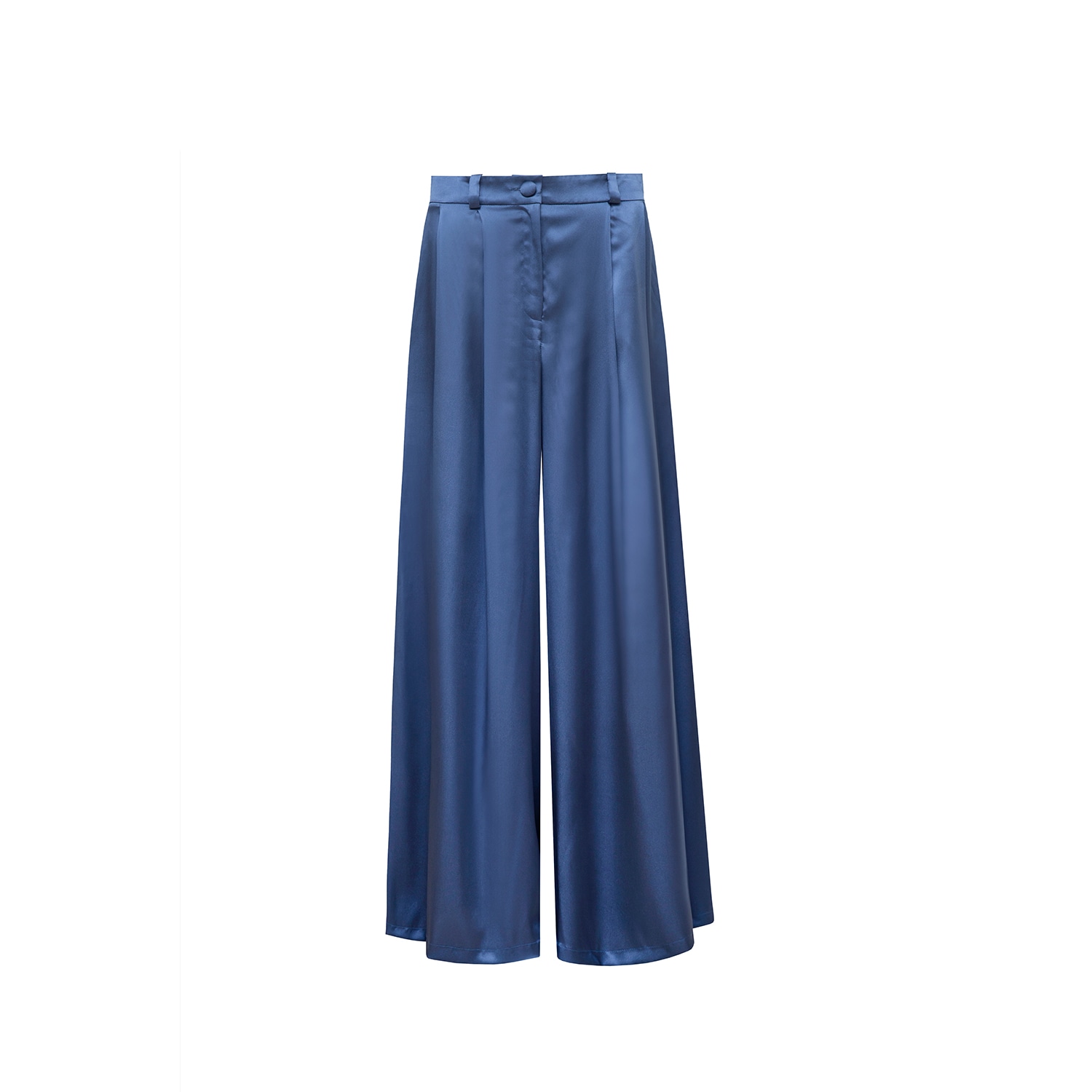 Audrey Vallens Women's Blue Miss Av Wide Leg Silk Trouser In Blue