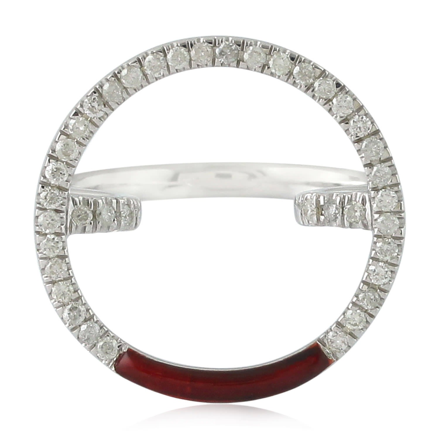 Women’s Gold / White / Red 14K White Gold Natural Diamond Enamel Cocktail Ring Artisan