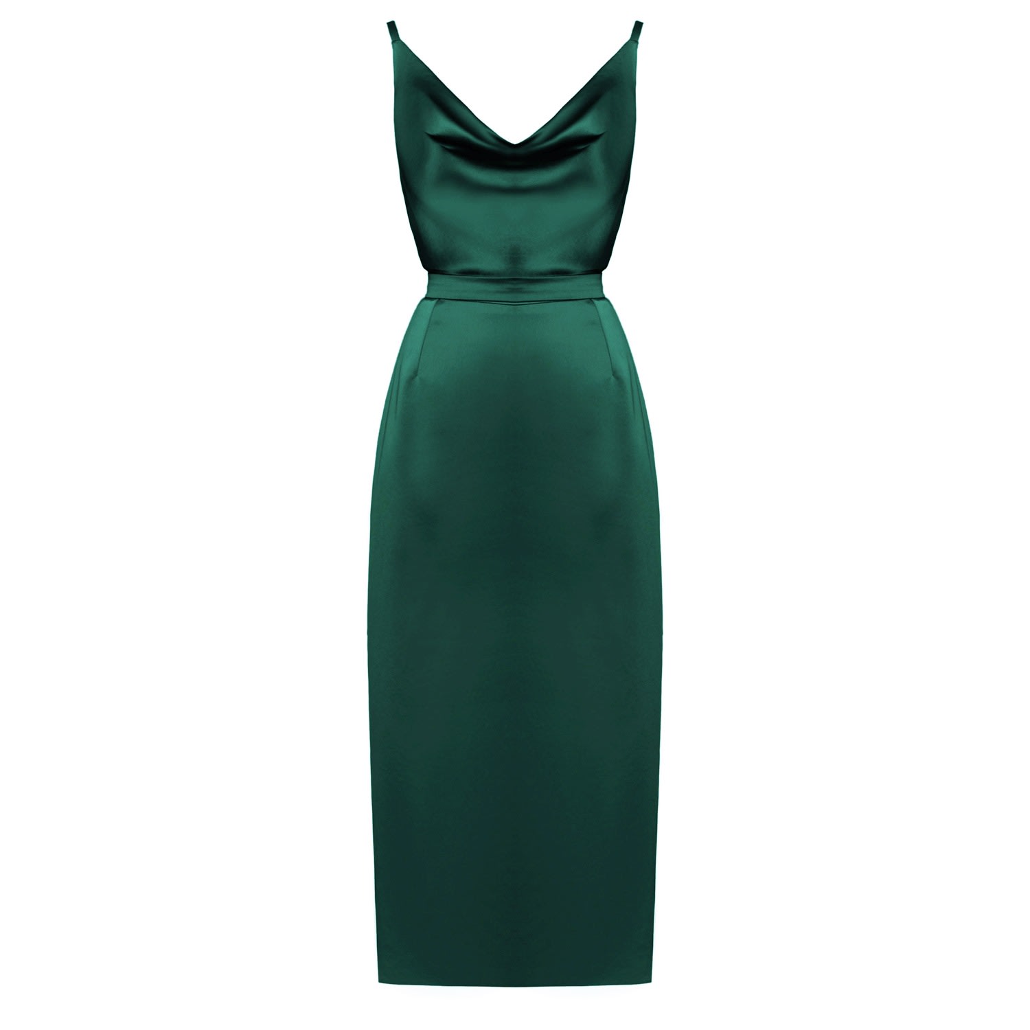 Women’s Kamea Green Satin Cowl Neck Cocktail Dress Extra Small Undress