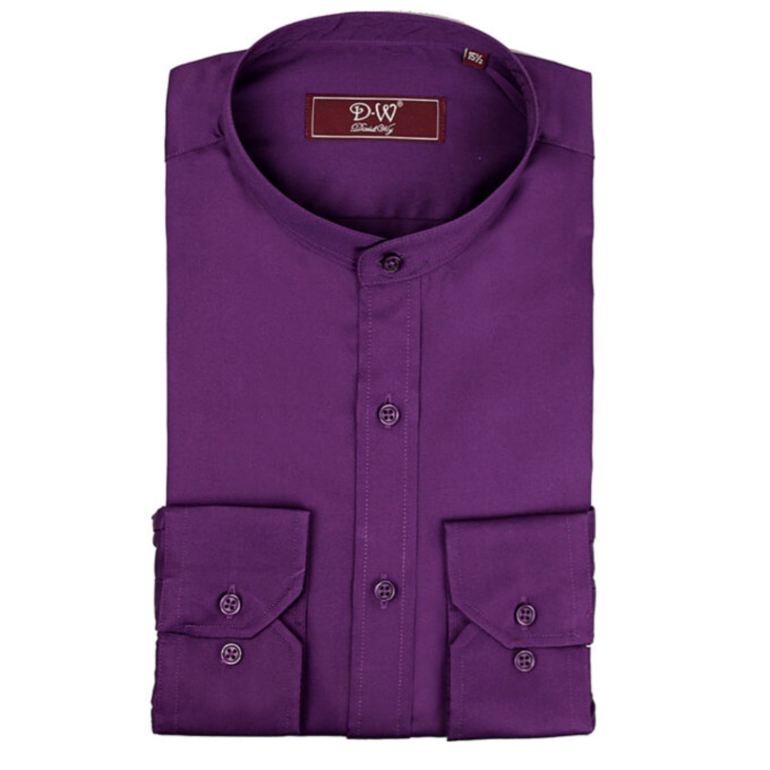 Men’s Pink / Purple Mandarin Button Cuff Poplin Shirt - Purple 17" David Wej