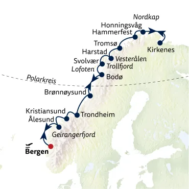 Reiseverlauf Weihnachtsreise mit Hurtigruten