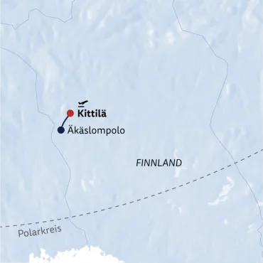 Reiseverlauf Standortreise Ferienhaus-Urlaub in Lappland inkl. Mietwagen