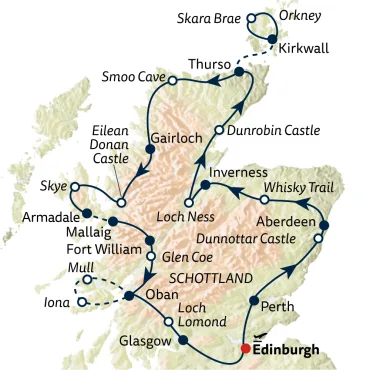 Reiseverlauf Autoreise Grand Tour of Scotland