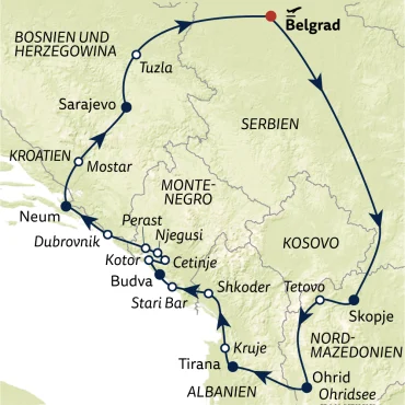 Reiseverlauf Busreise Große Balkanrundreise