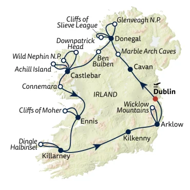 Reiseverlauf Autoreise Naturschönheiten Irlands
