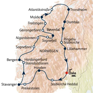 Reiseverlauf Busreise Naturschauspiele Norwegens