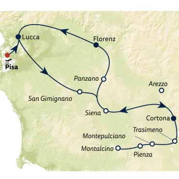 Reiseverlauf Autoreise Genussvolle Toskana